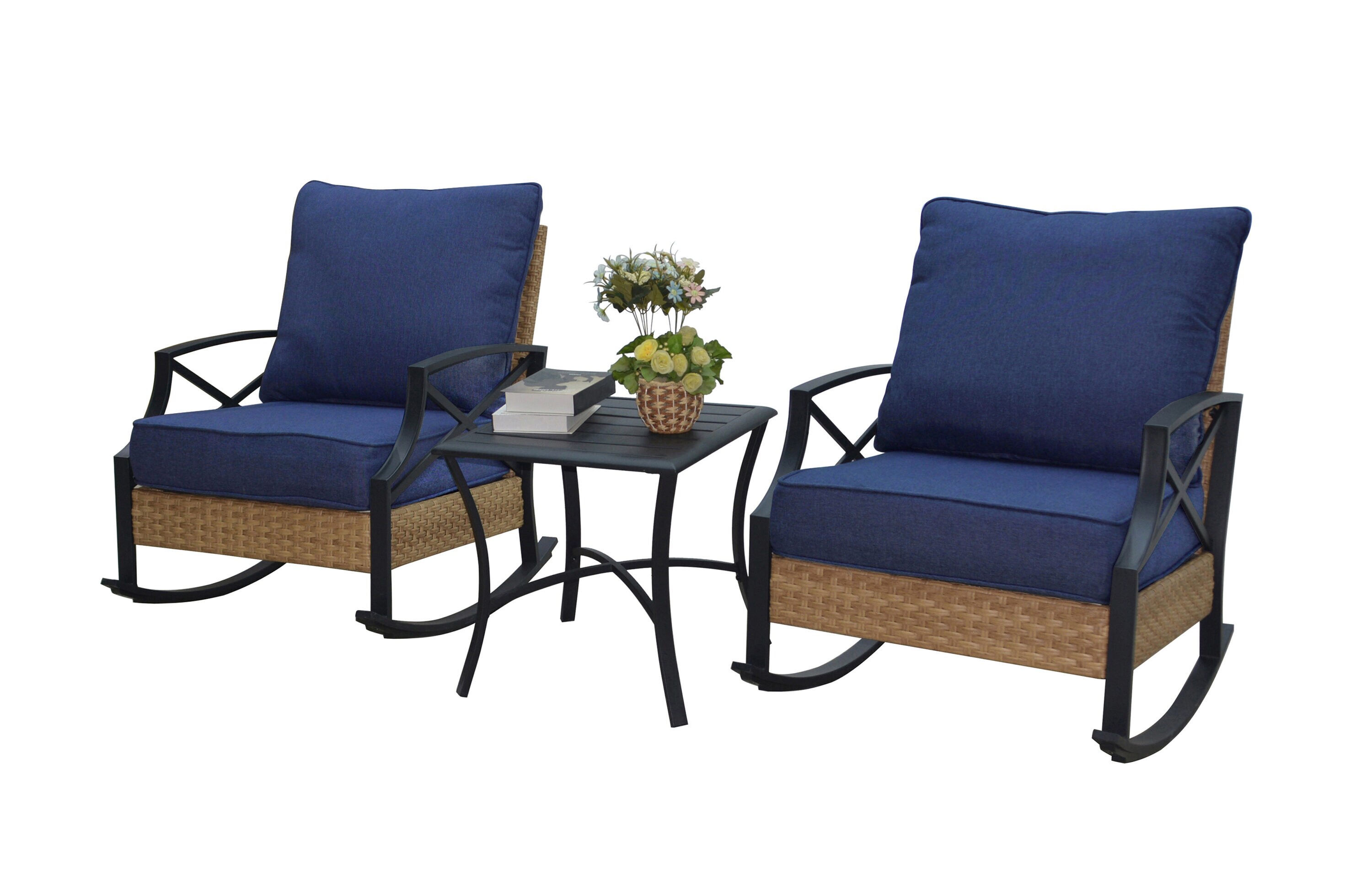 Meeks 3 piece outlet conversation set with cushions