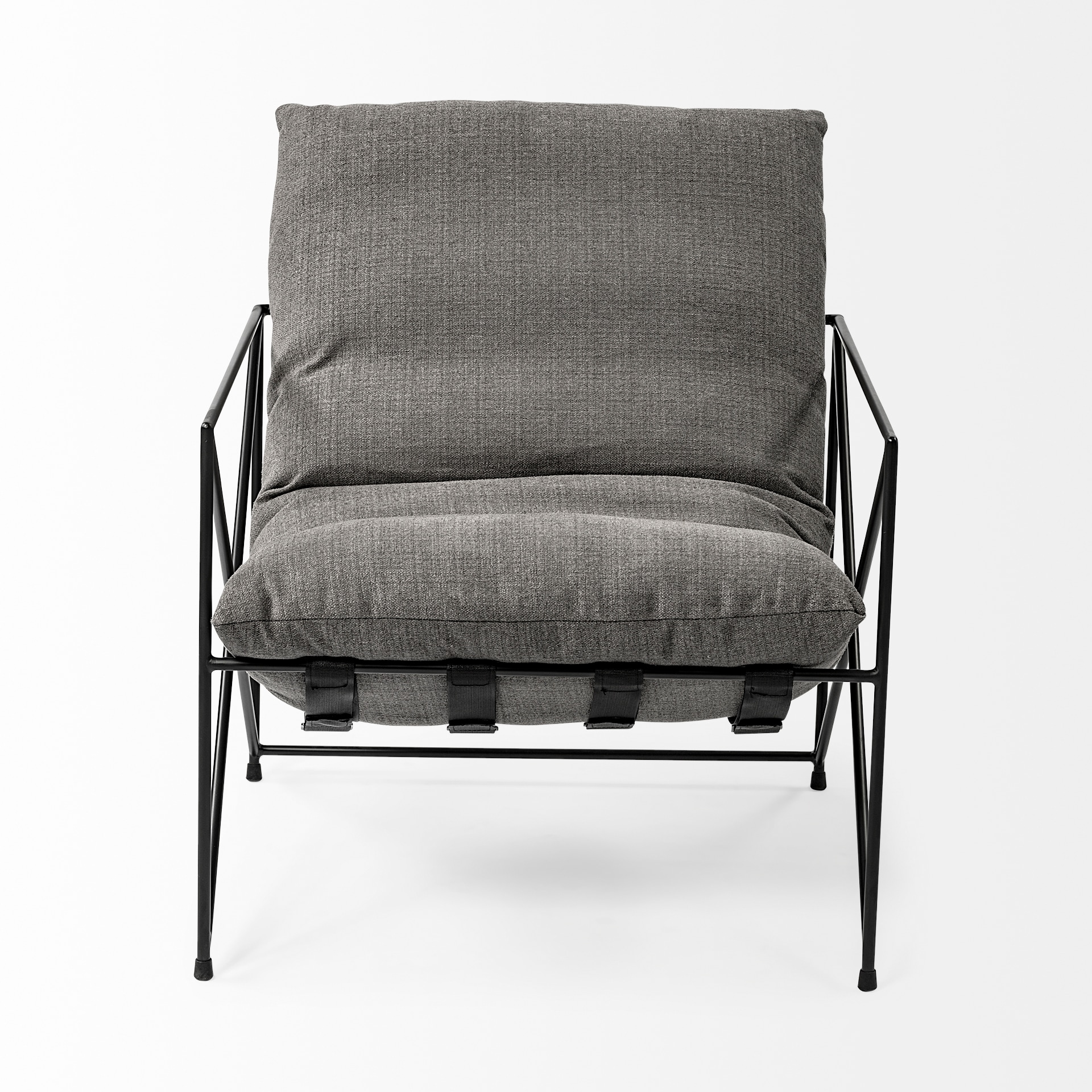 Leonidas Gray Fabric and Black Metal Accent Chair