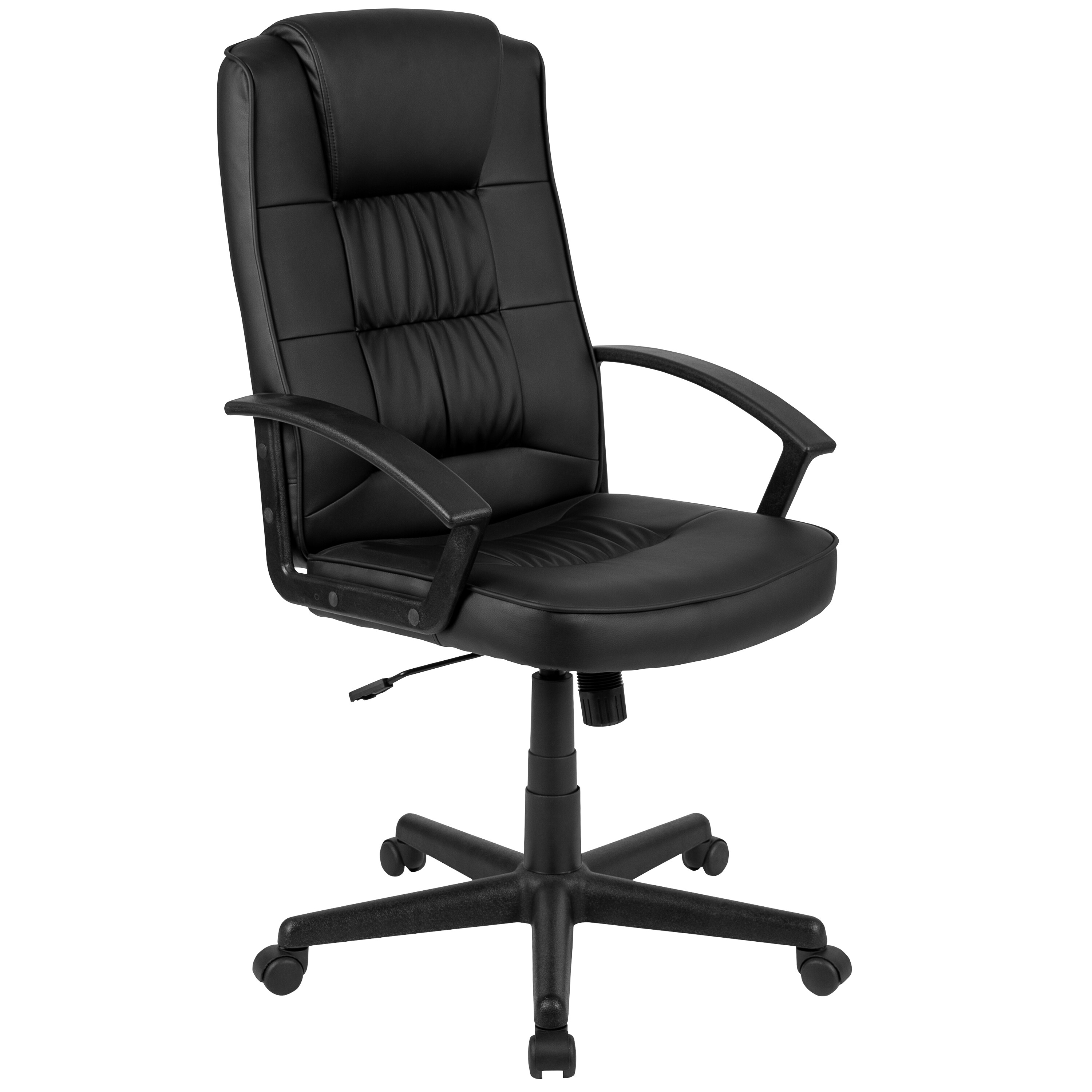 Flash Furniture 889142531142 Biscayne Black Contemporary Adjustable Height Swivel Faux Leather Task Chair