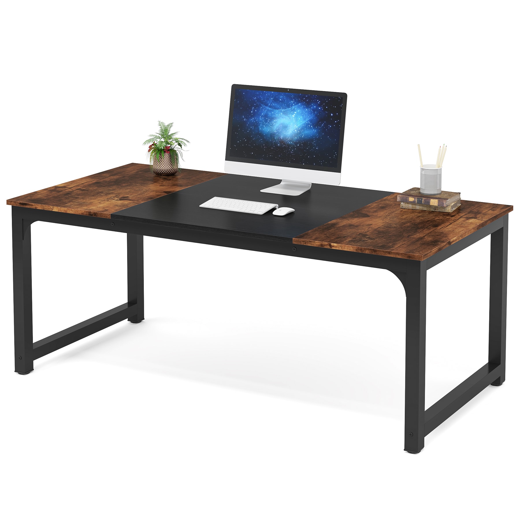 Tribesigns HOGA-C0283 Computer desk 63-in Black Modern/Contemporary Computer desk Hutch Included