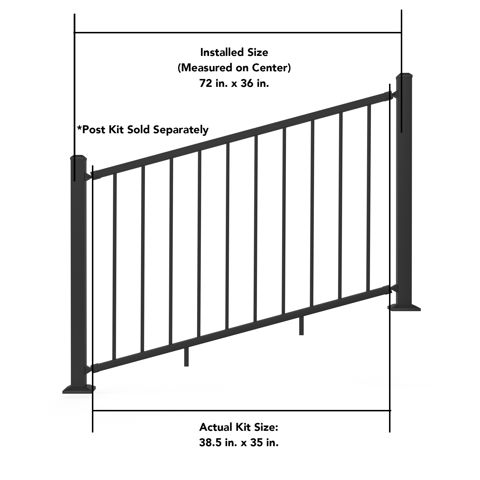 Deckorators Pre-Assembled Aluminum 6-ft x 36-in Matte Black Aluminum ...