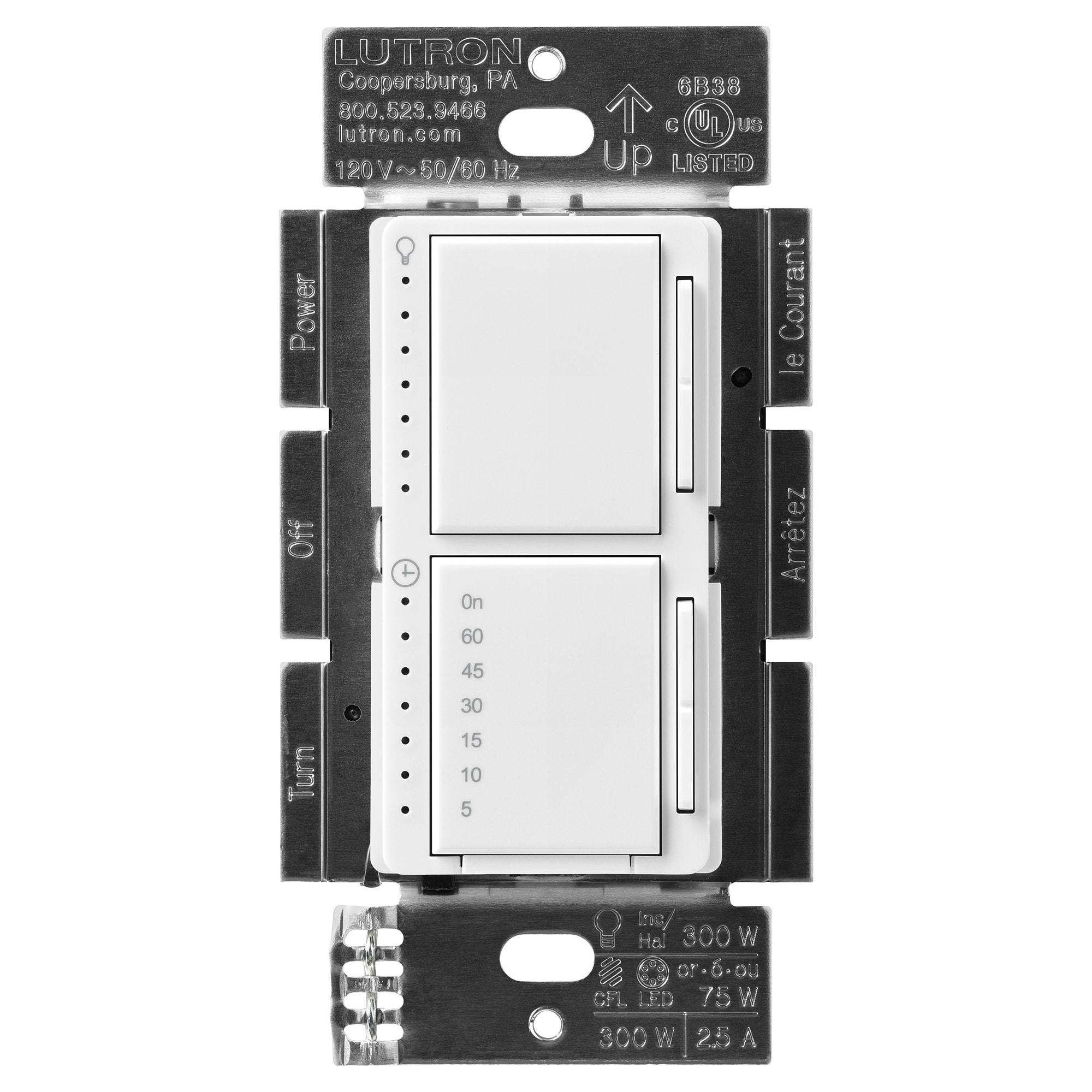 Lutron Maestro Single pole LED Touch Light Dimmer Timer White in