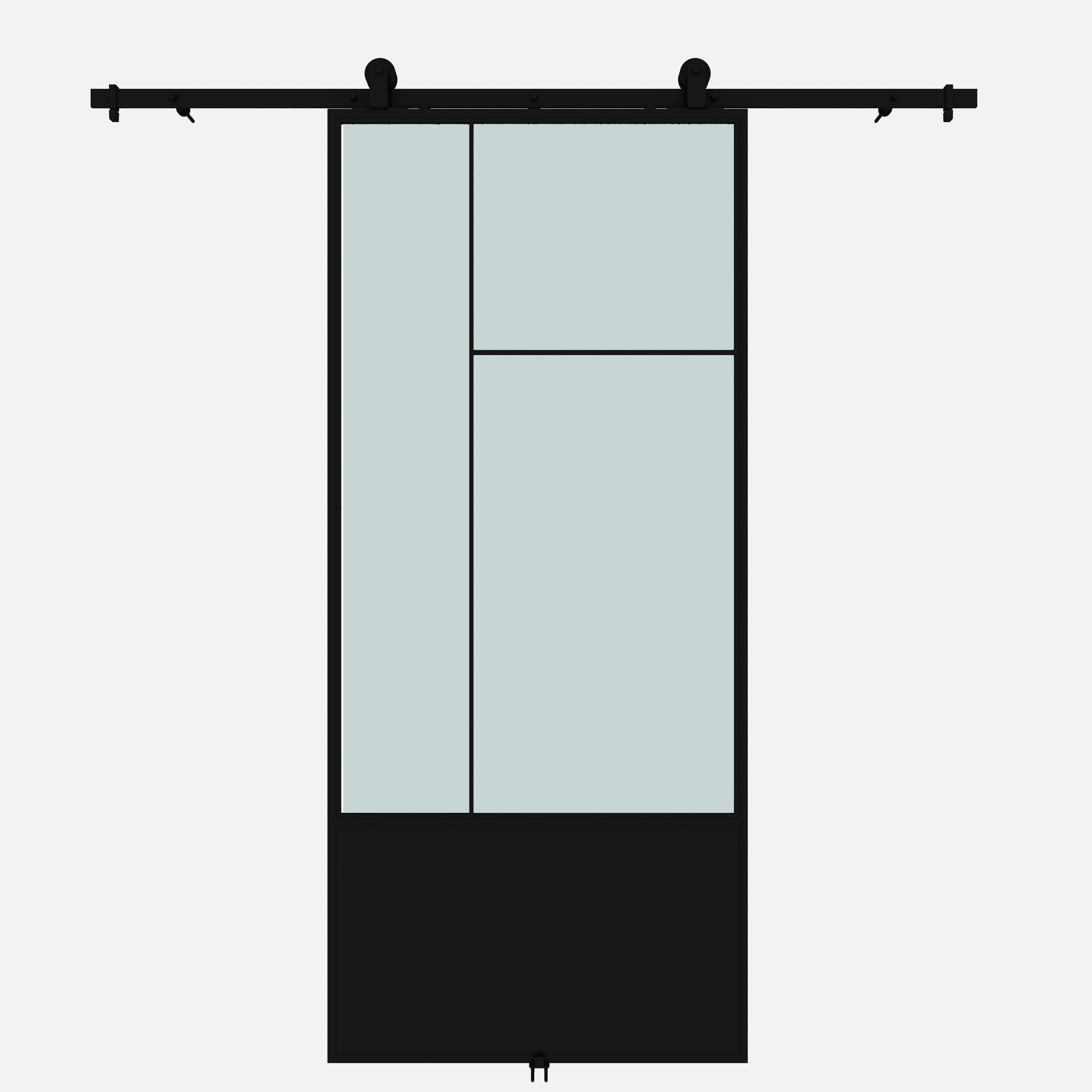 RELIABILT 37-in X 84-in Matte Black Frosted Glass Steel Single Barn ...