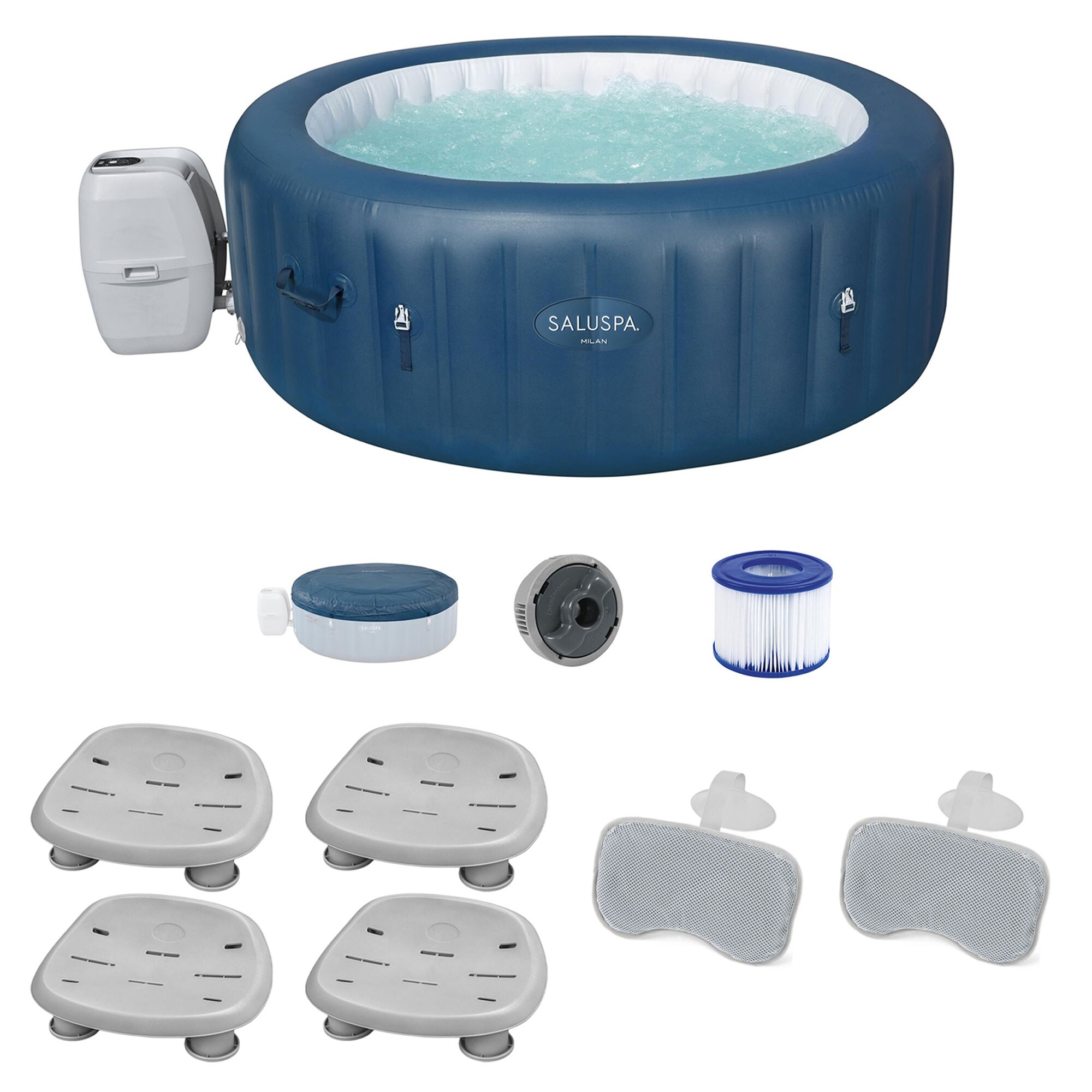 Bestway 396391 SaluSpa 140 Jet 6 -Person Inflatable Round Hot Tub (Cover Included)