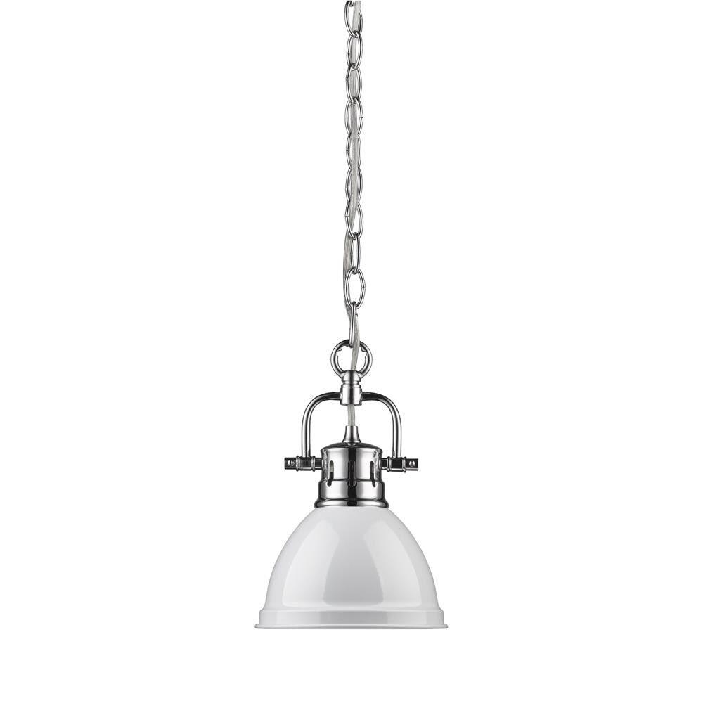 Golden Lighting 3602-M1L CH-WH Duncan Chrome Transitional Dome Mini Hanging Pendant Light