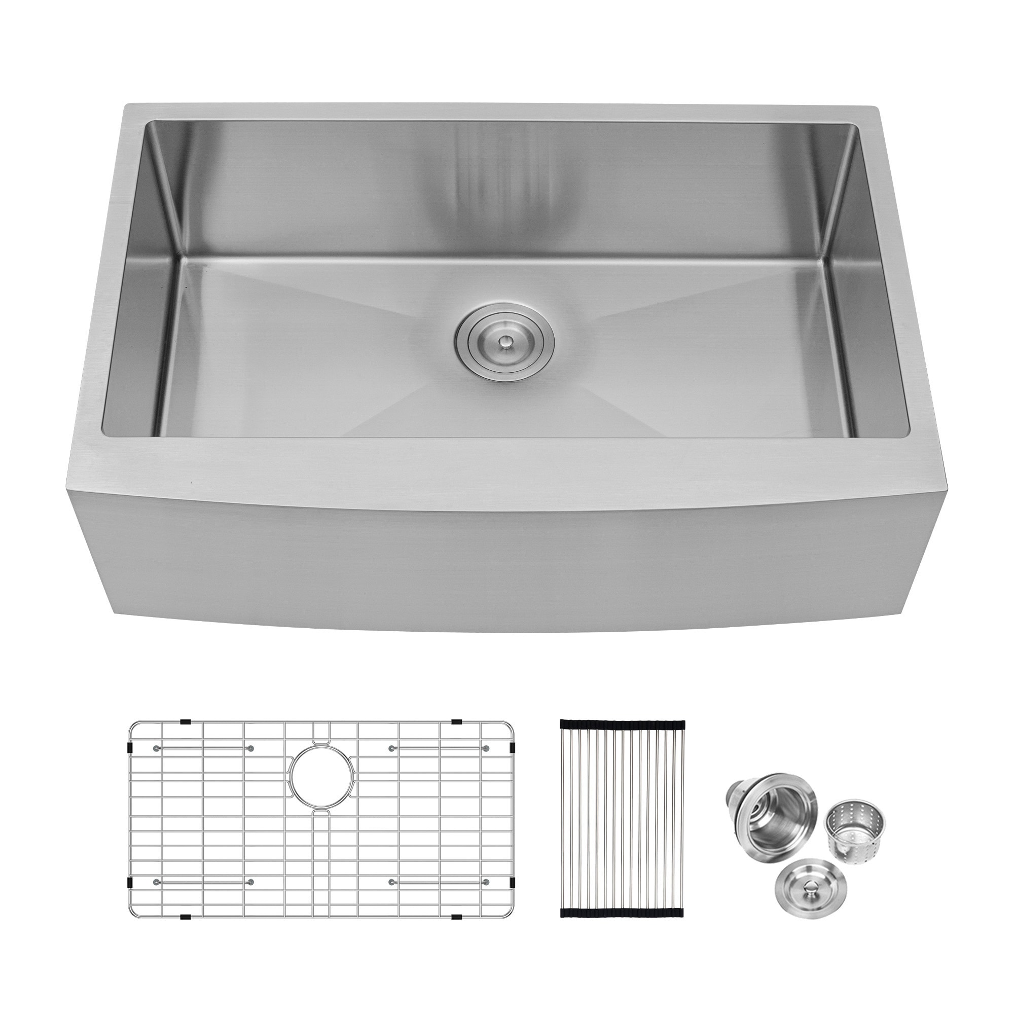 Lordear 16-Gauge Undermount Sink with Drain Assembly Farmhouse Apron ...