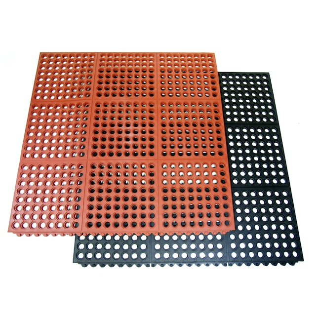 Rubber-Cal 3-ft x 3-ft Interlocking Red Square Indoor or Outdoor Home  Anti-fatigue Mat in the Mats department at