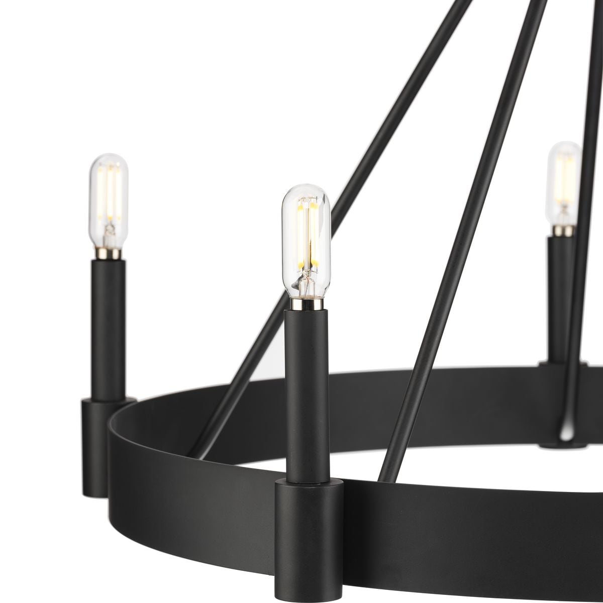 Matte Black Modern Candle 5-Light Chandelier
