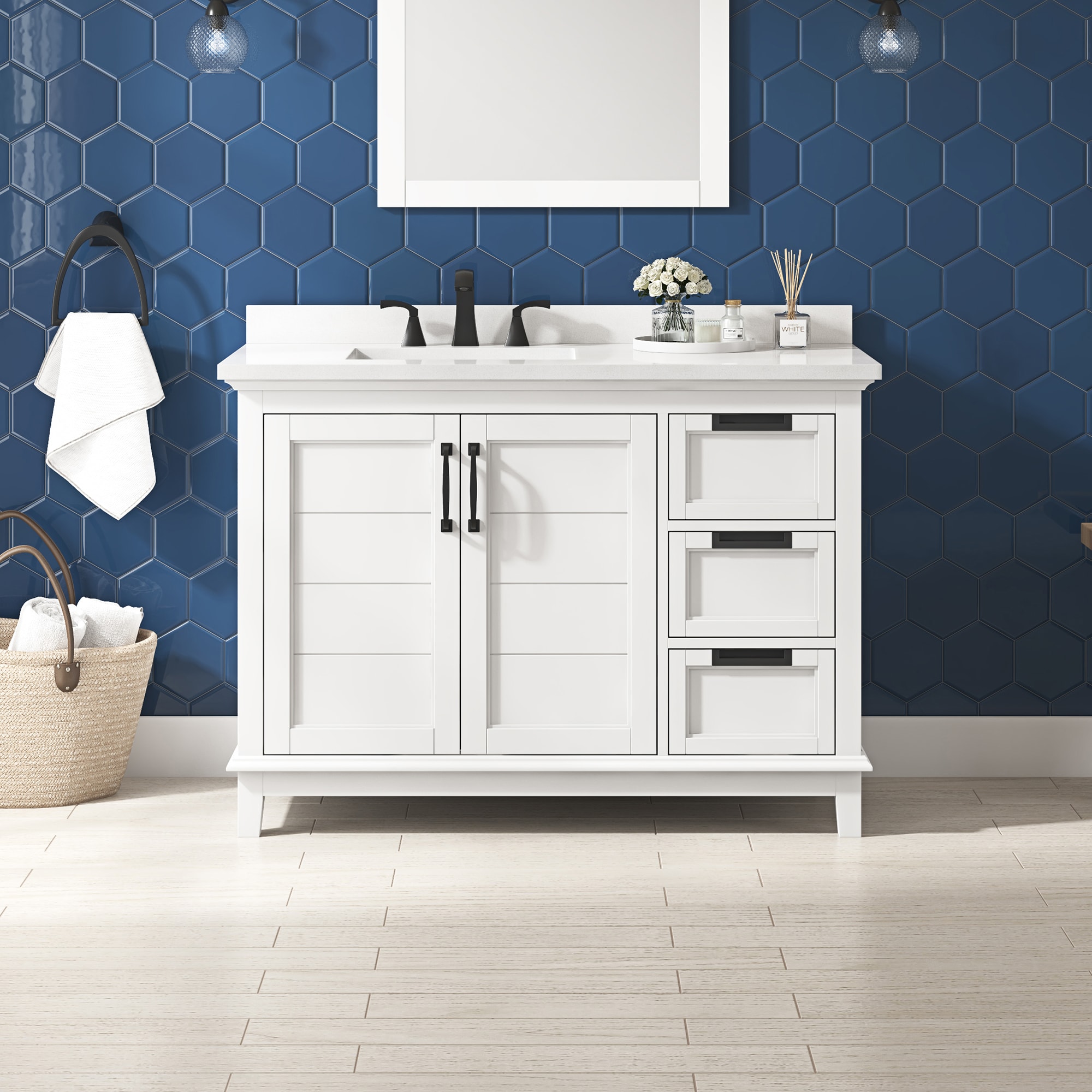 Allen + Roth Clarita 48-in White Undermount Single Sink Bathroom Vanity ...