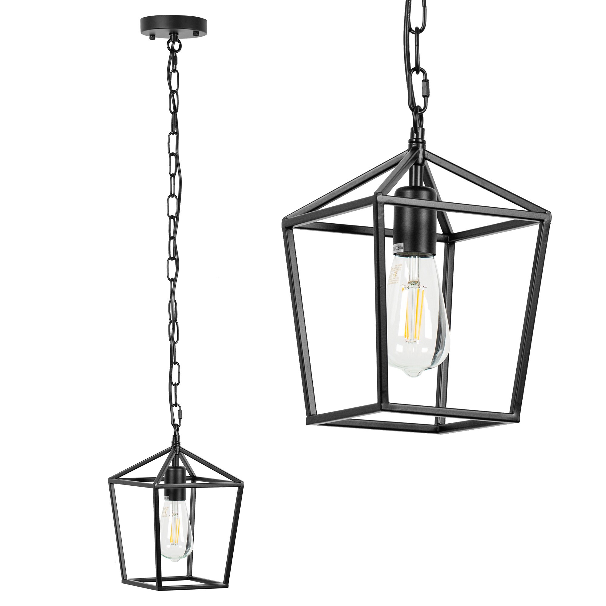 YANSUN Black Modern/Contemporary Lantern LED Mini Hanging Pendant