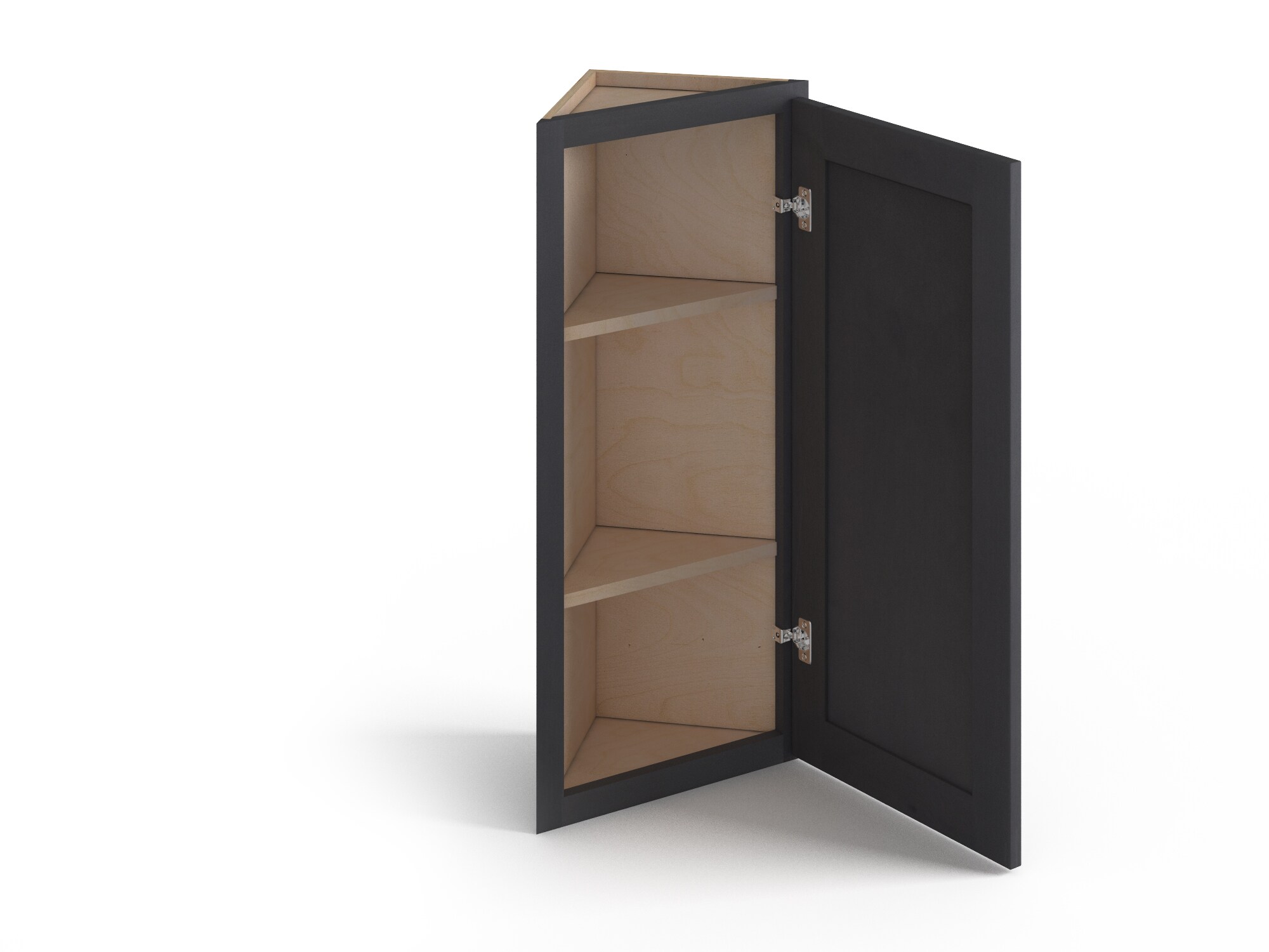 Valleywood Cabinetry Proper Gray 12-in W x 42-in H x 12-in D Proper Gray Birch Diagonal Corner Wall Ready To Assemble Plywood Cabinet (Flat Panel Shaker Style)