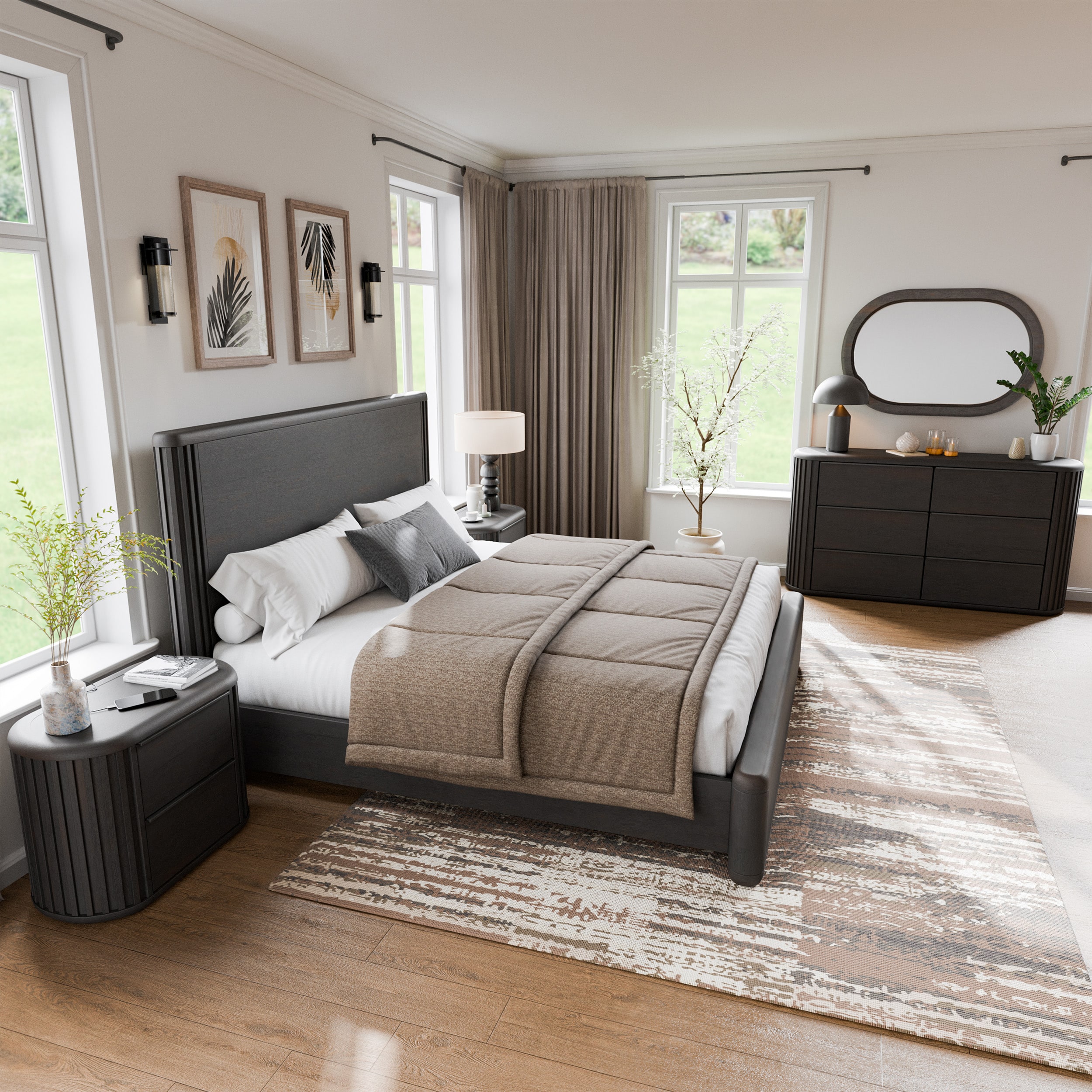 Furniture of America 73000BK-QP-NDM1 Eastbrook Black Queen Bedroom Set