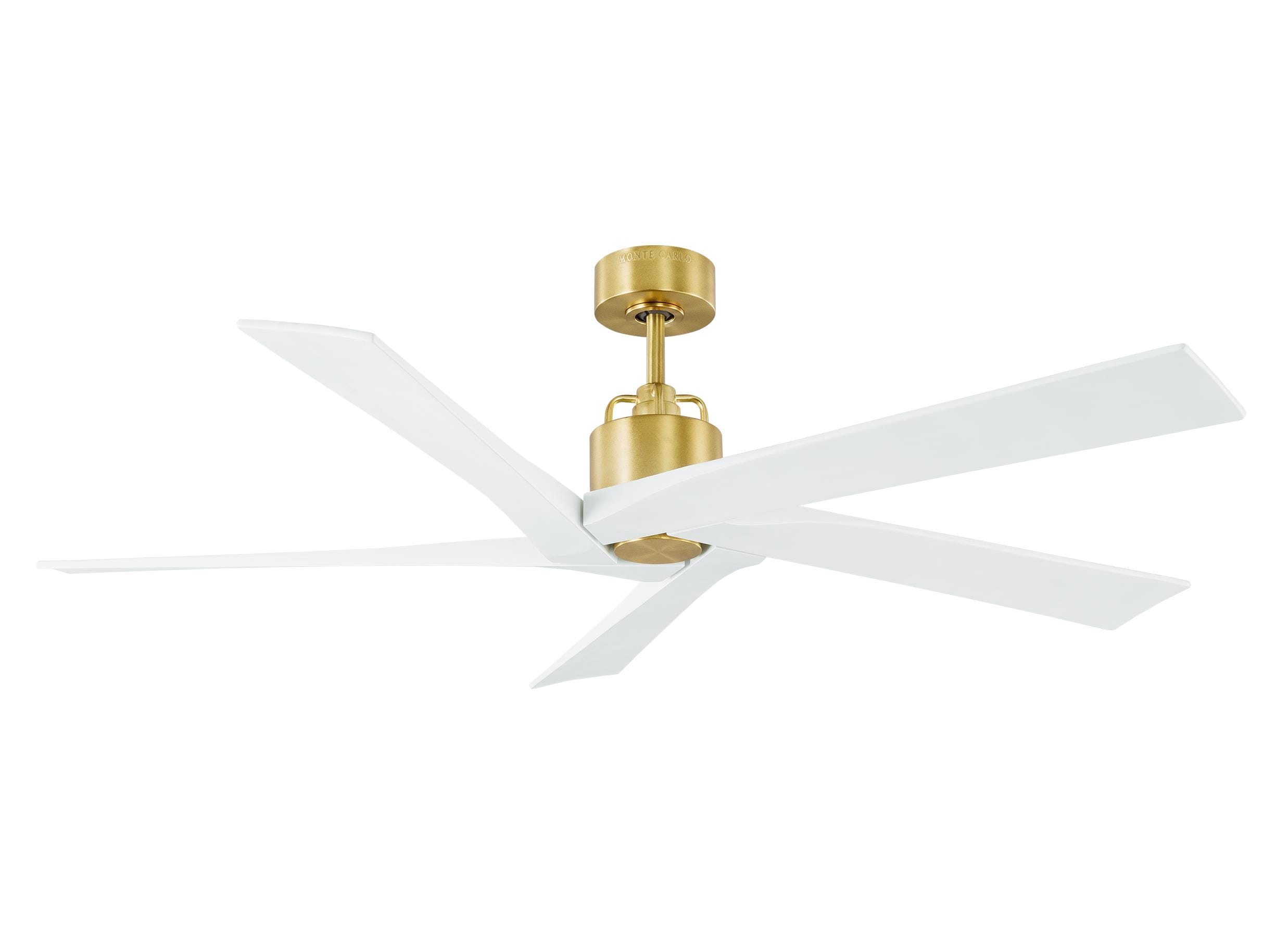 Burnished Brass 56" Ceiling Fan with Remote and Matte White Blades