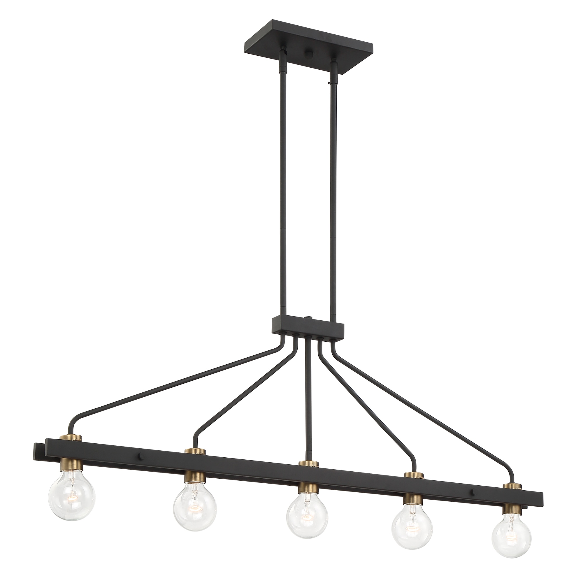 Ravella 42'' Black and Satin Brass Modern Industrial Island Chandelier