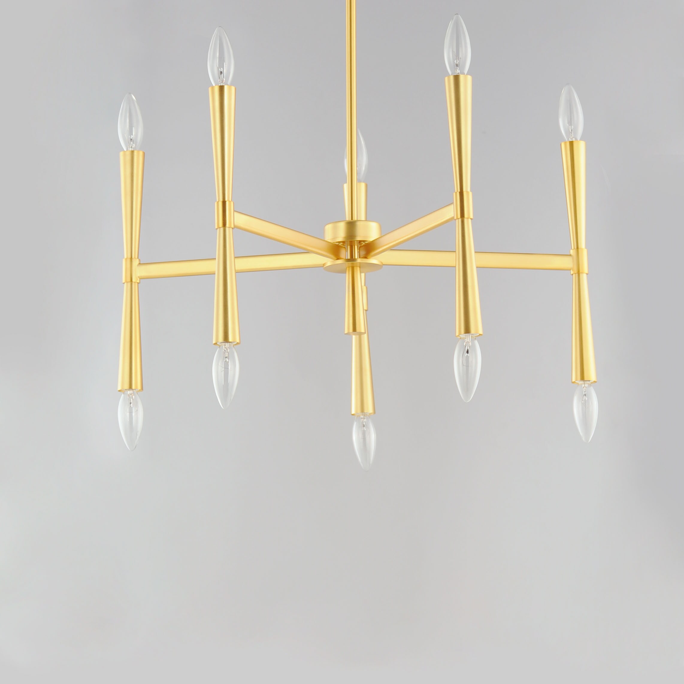 Satin Brass 10-Light Taper Candle Chandelier