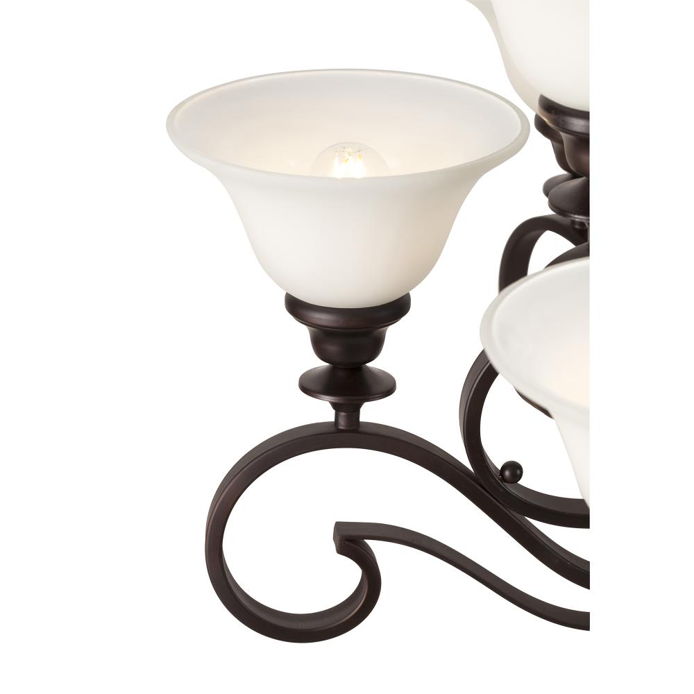 Perry Antique Bronze Iron 9-Light Chandelier with White Glass Shades