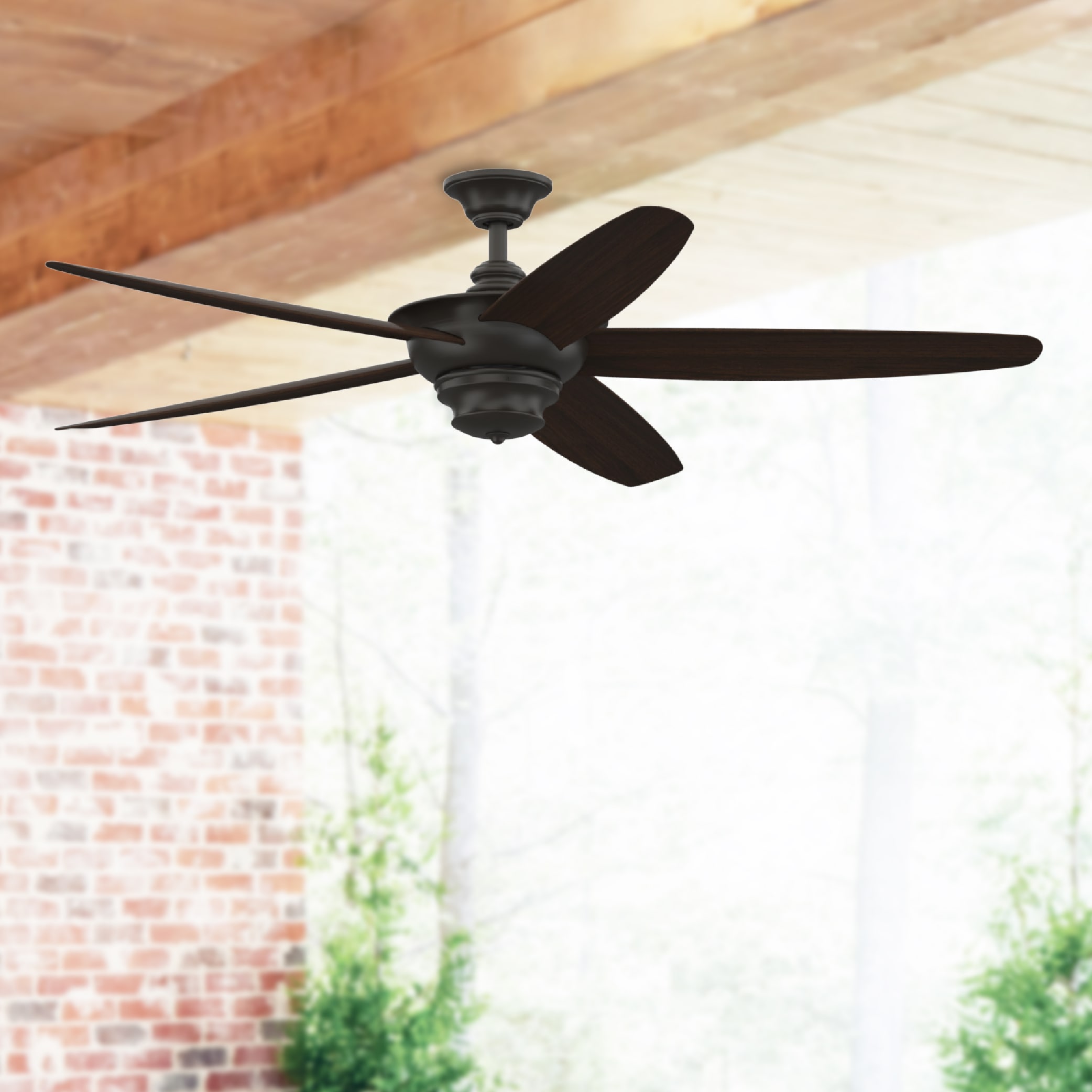 Fanimation Studio Collection LP8300LAZ Florid 60-Inches Aged Bronze with Aged Bronze Blades Indoor/Outdoor Downrod mount Standard Ceiling Fan and Remote ( 5 -Blade)