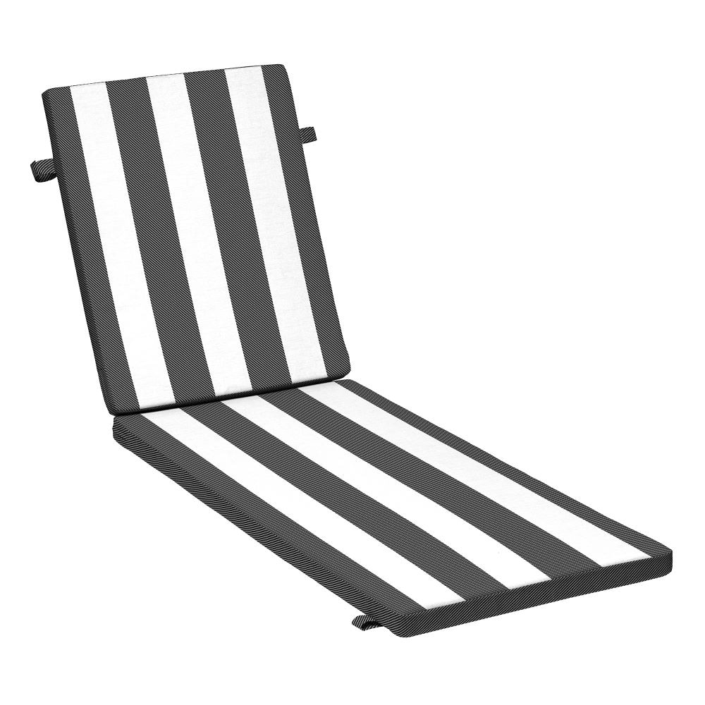 allen + roth Stainmaster 46-in x 21-in Black Cabana Stripe Patio chaise lounge chair cushion