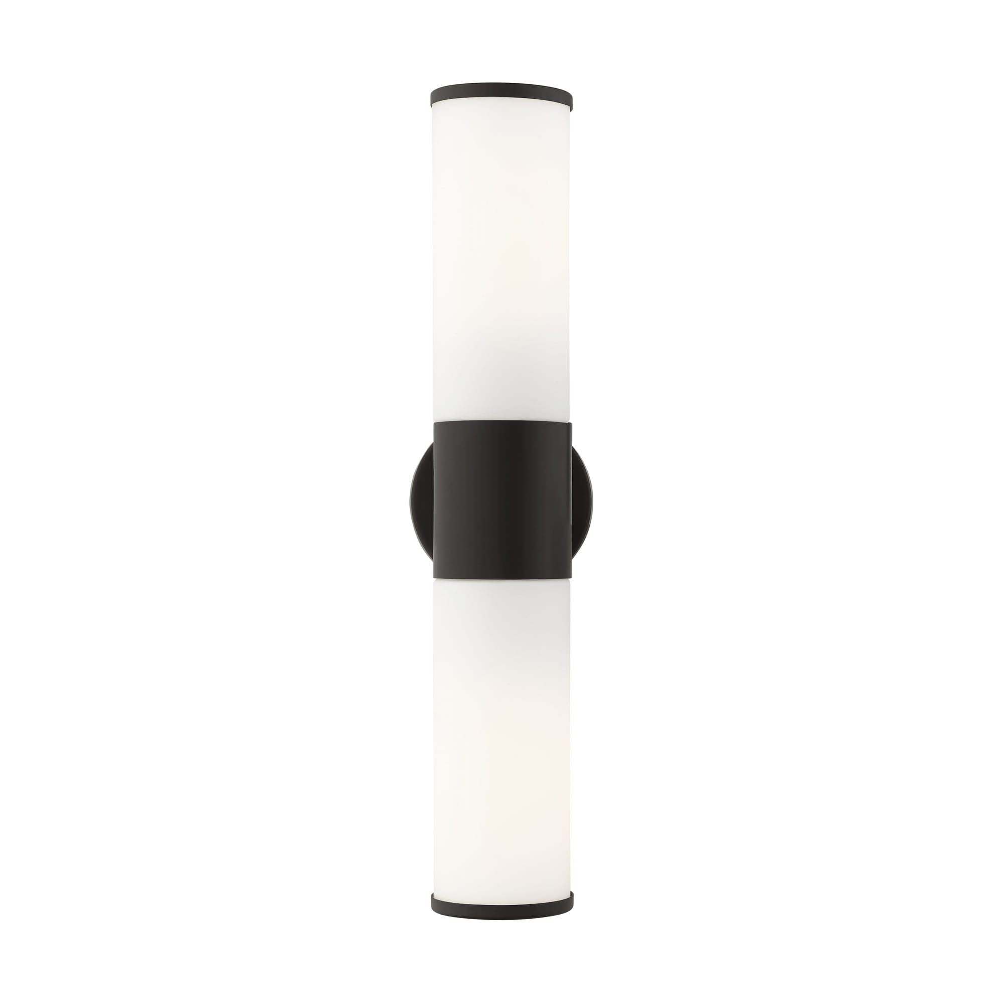 Sleek Urban Black Bronze 2-Light Outdoor Vanity with Satin Opal White Glass