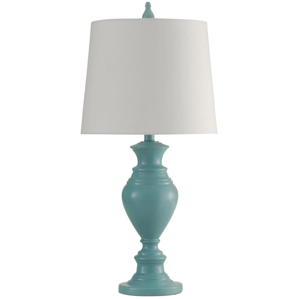 StyleCraft Home Collection L312948DS 27-in Vega Blue 3-Way Table Lamp with Fabric Shade