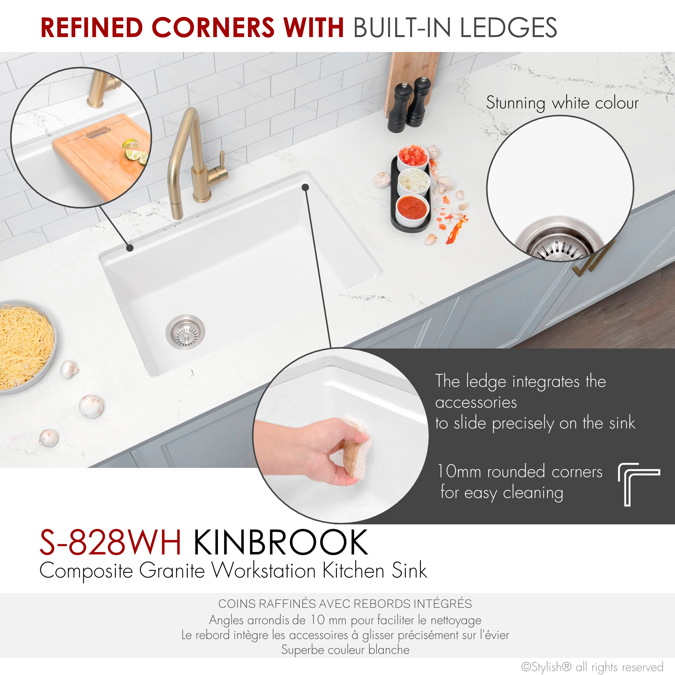 Stylish S-828WH1 Kitchen-Sinks - View #4