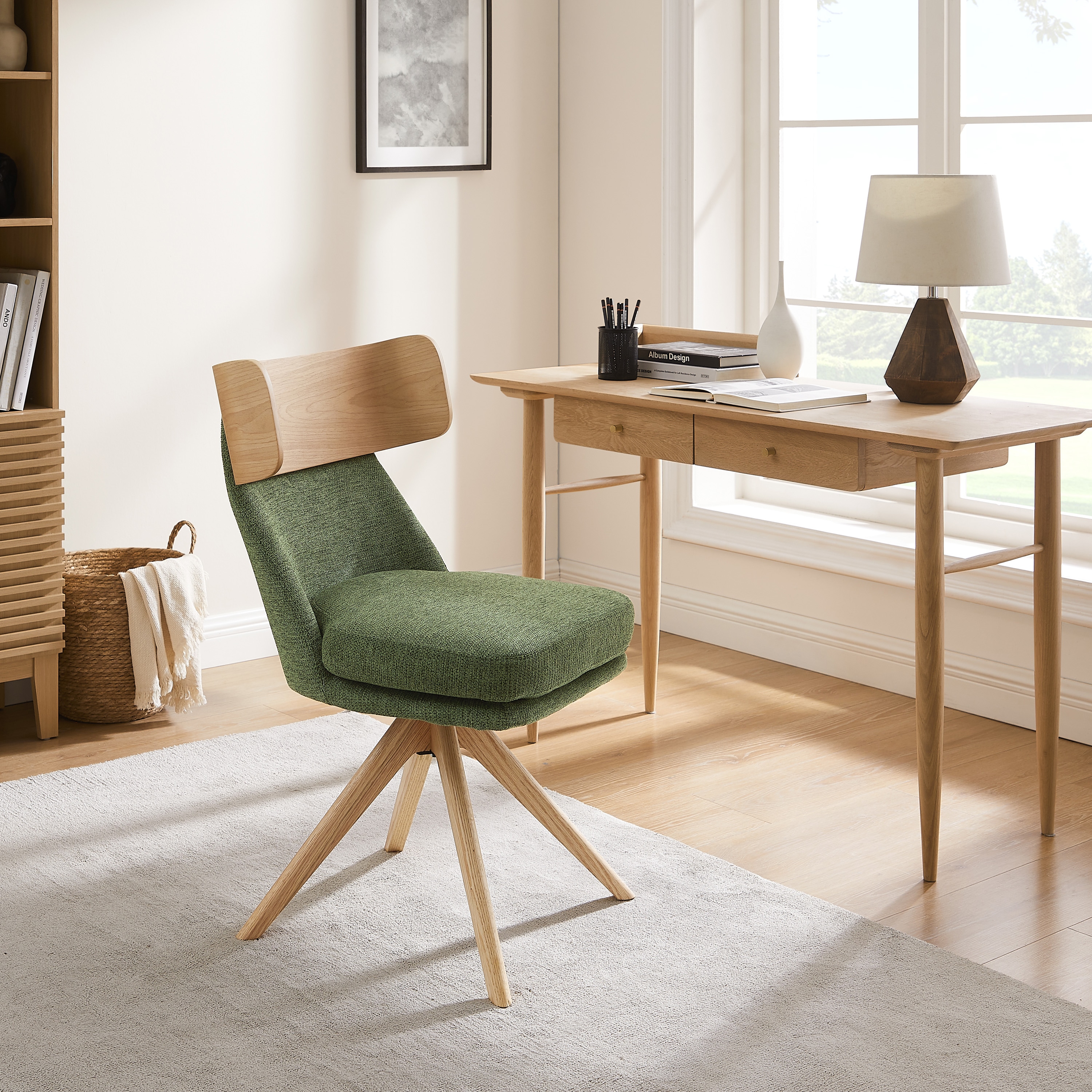Art Leon CC045-1-GE Modern Green Swivel Accent Chair