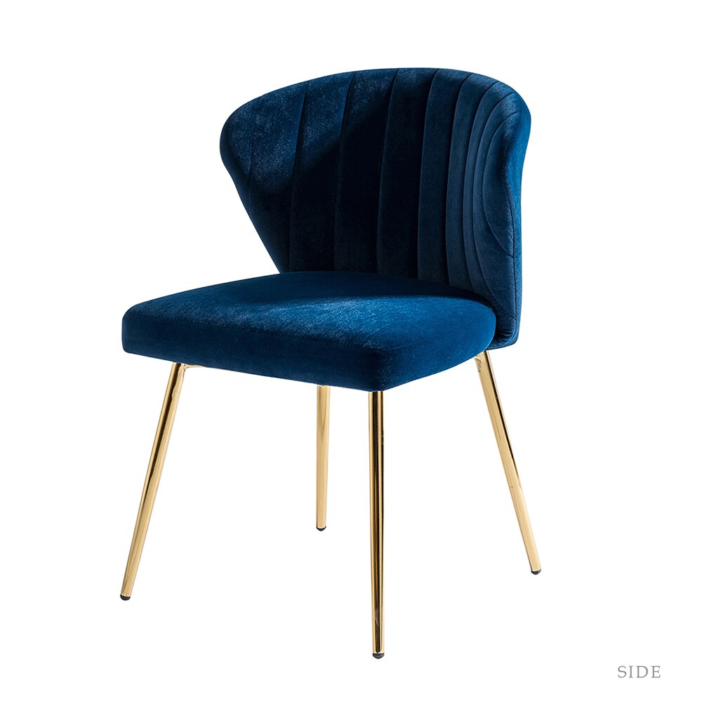 14 Karat Home Casual Navy Velvet Accent Chair in the Chairs department ...