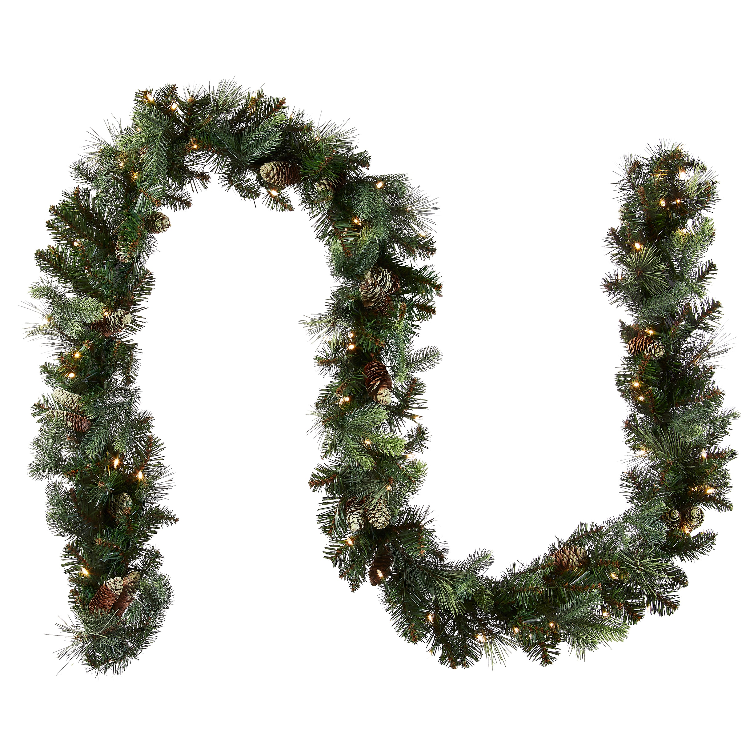 Carolina Pine Festive Pre-Lit Garland with Pine Cones, 9 ft.