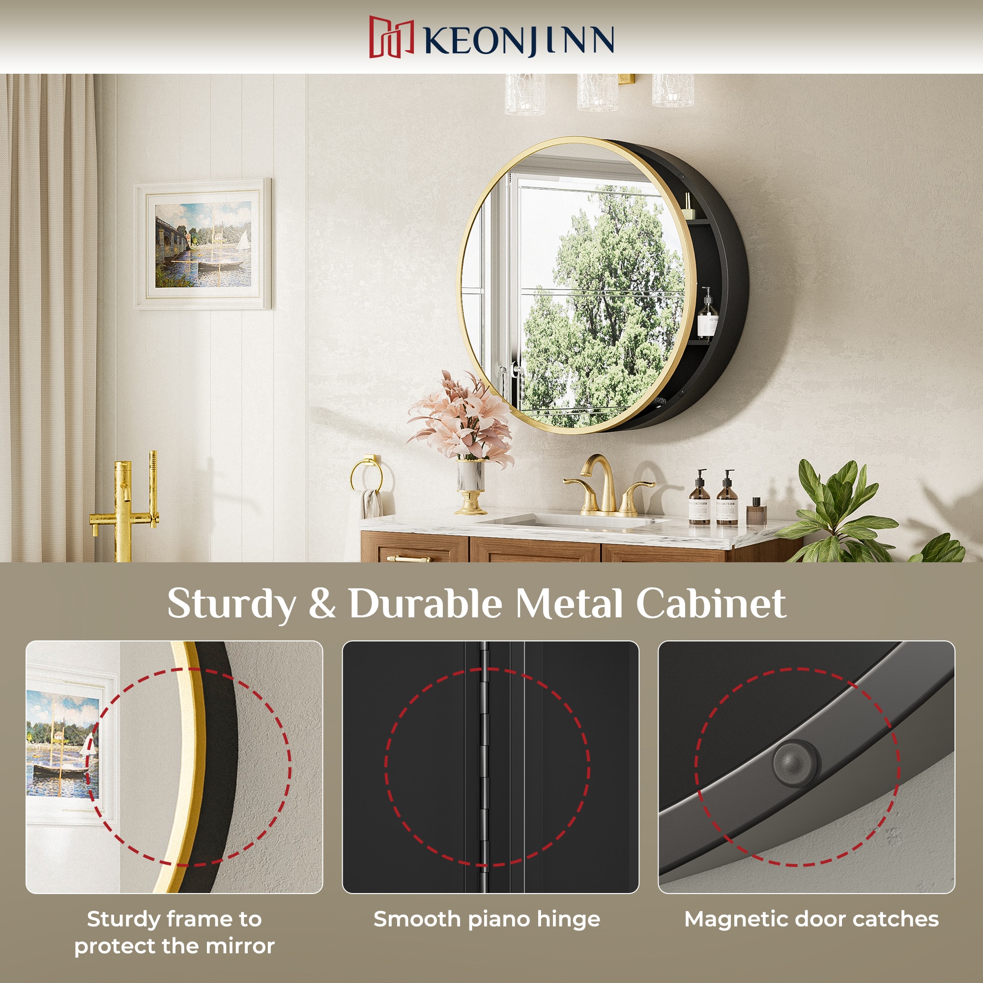 Keonjinn LW-JSKJG-R60GD Bathroom-Medicine-Cabinets - View #6