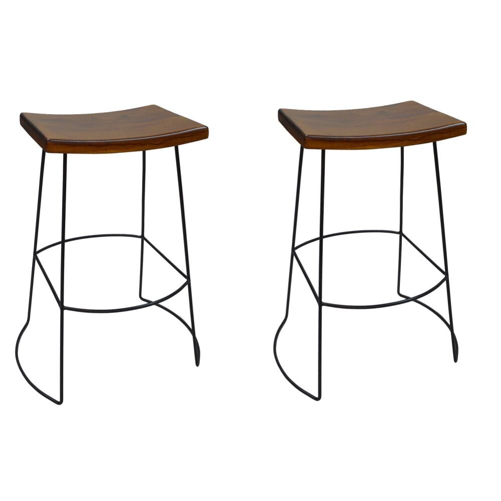 Carolina Cottage CF1730CHETBK Reece Set of 2 Chestnut/Black 24-in H Bar height Saddle Seat Metal Backless Bar Stool