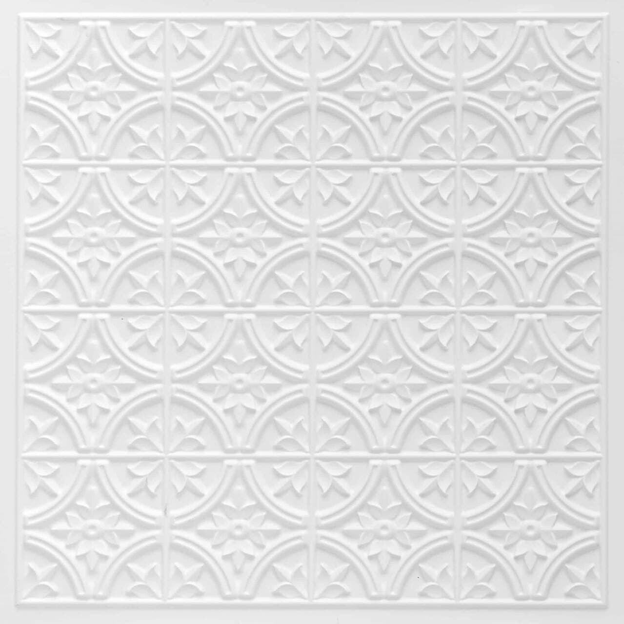From Plain to Beautiful in Hours 290WM-24X24-10 2-ft x 2-ft Scarlette Faux Tin/ PVC White Matte PVC Surface-mount Ceiling Tile (10-Pack, 40-sq ft / Case)