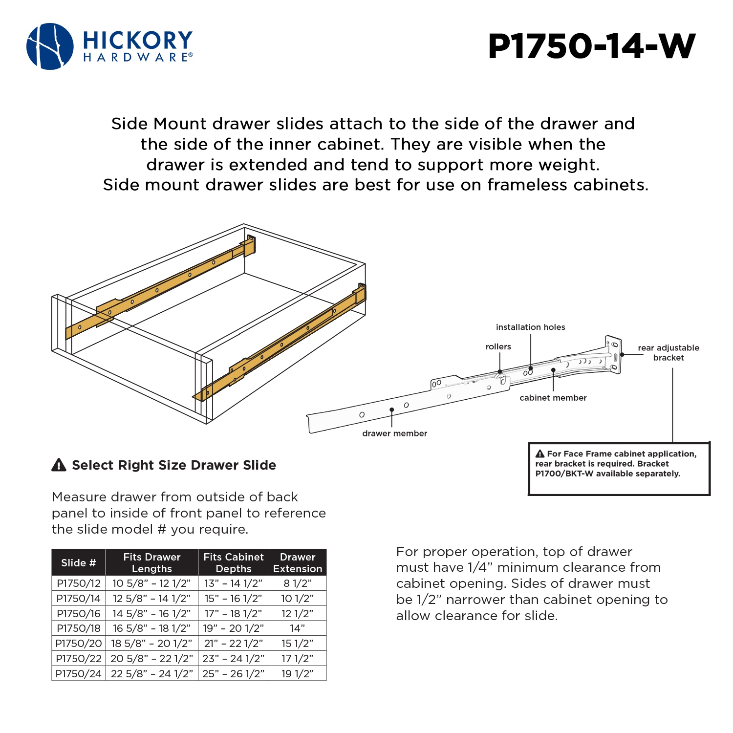 Hickory Hardware P1750/14-W Drawer-Slides - View #4