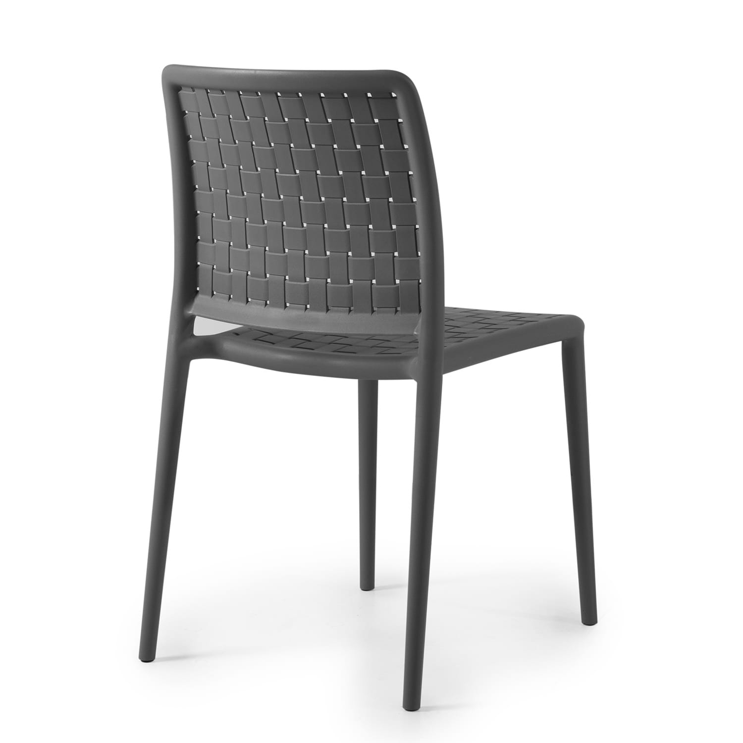 Anthracite Armless Plastic Resin Stacking Patio Dining Chairs, Set of 2