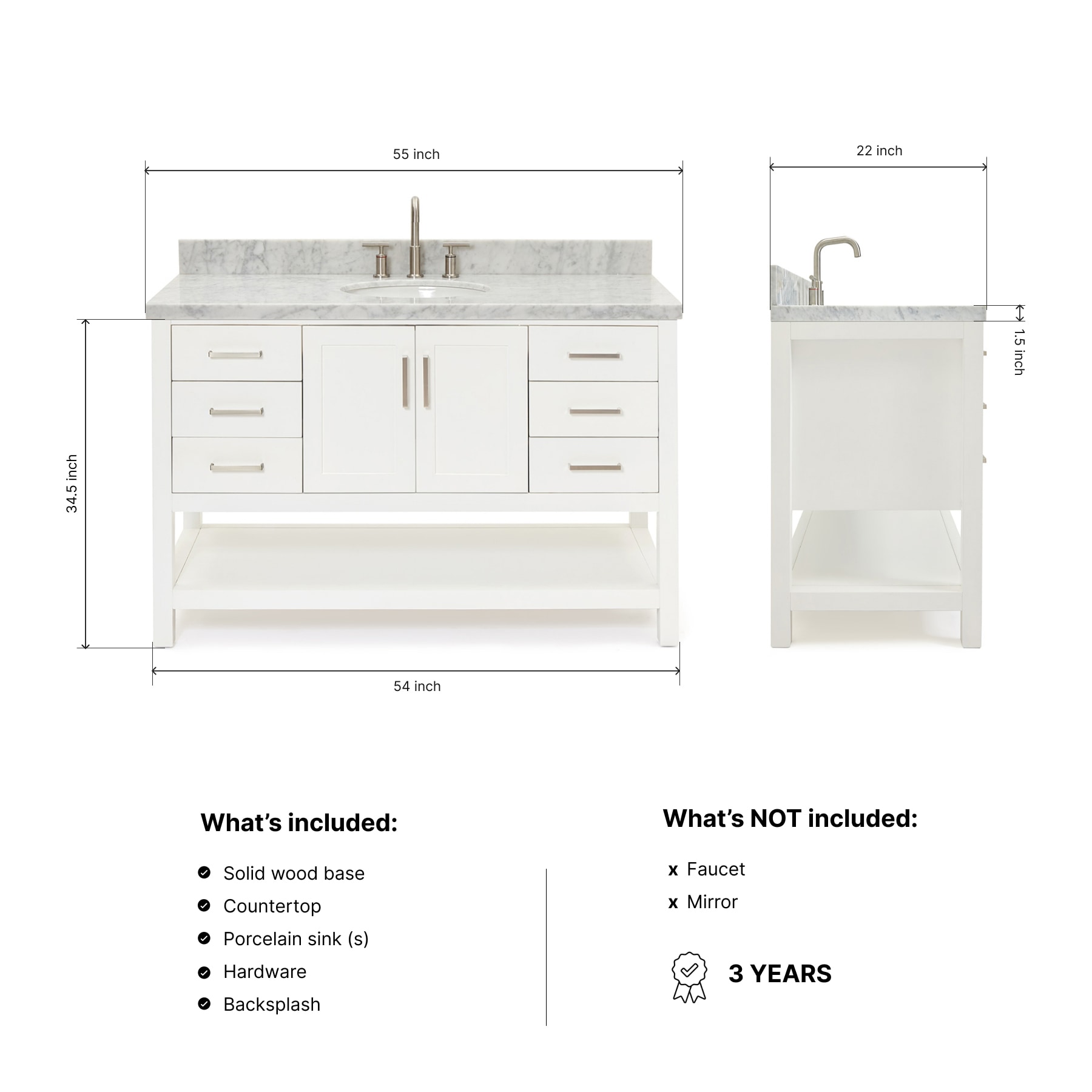 ARIEL S055SCWOVOWHT Bath-Vanity-Combo - View #4