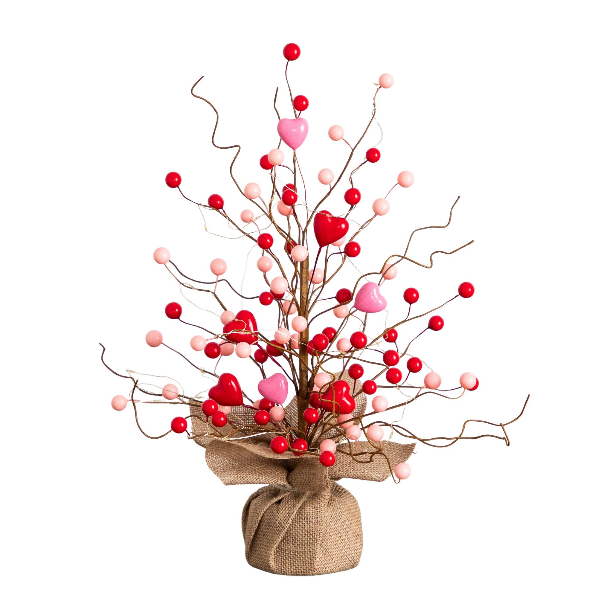 Nearly Natural 18-in Red Indoor Desktop Mixed Greenery Artificial Tree