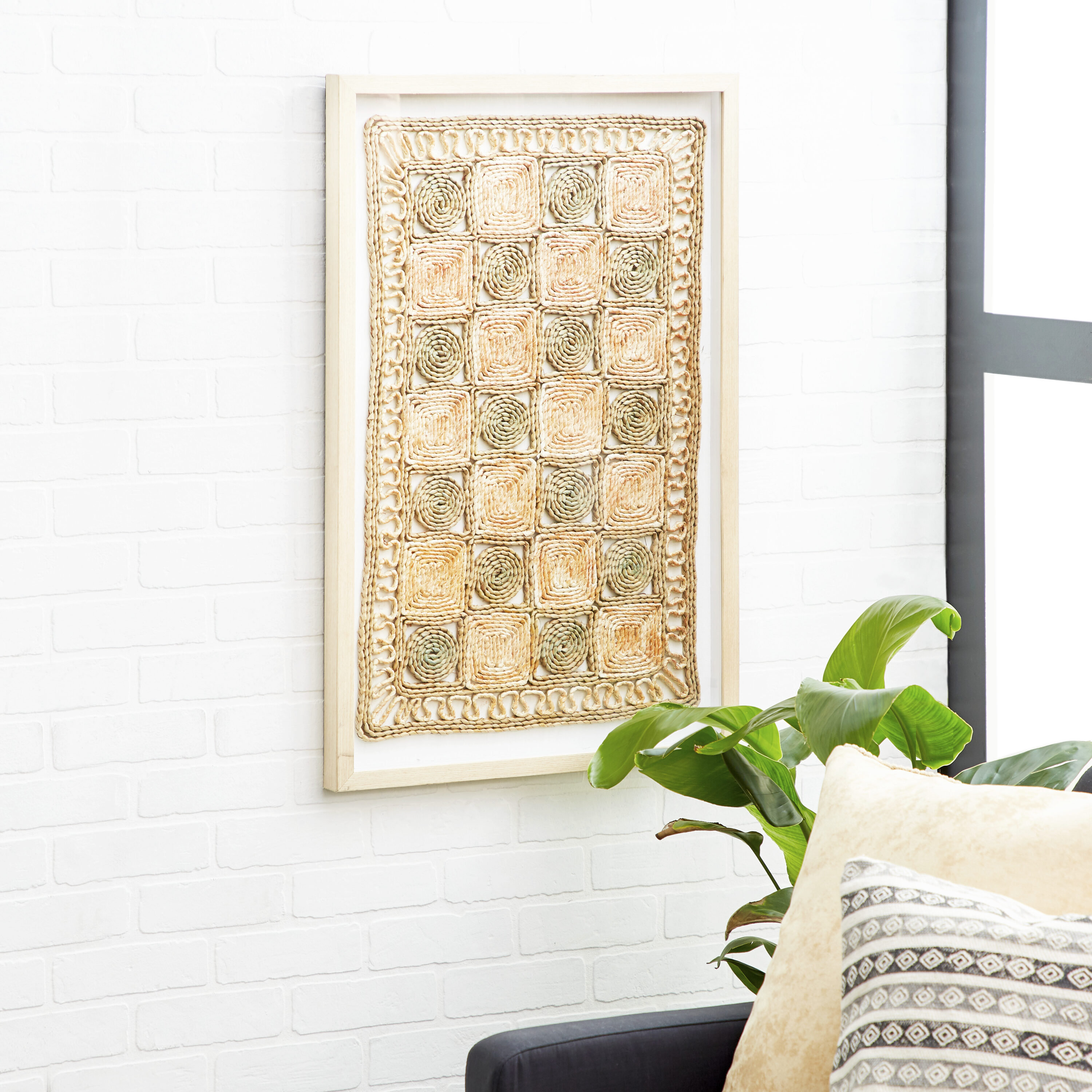 Grayson Lane 47837 Brown Wood Framed 34-in H x 22-in W Abstract Canvas Shadow Box
