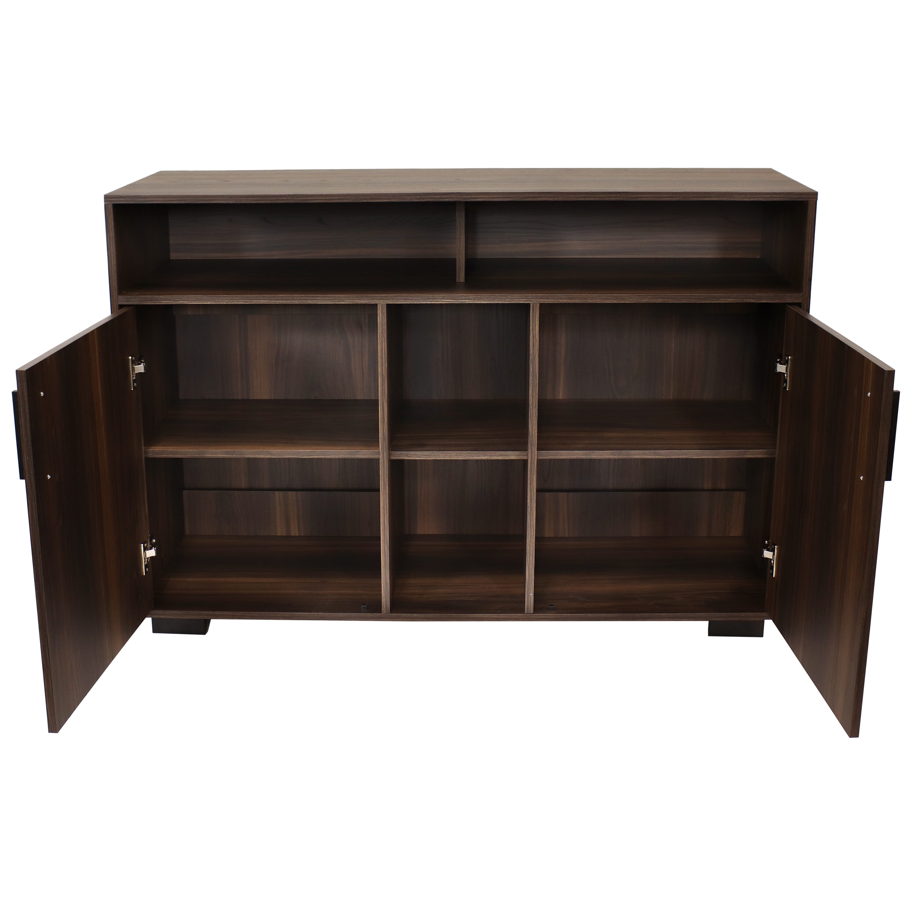 Anthony Coffee Brown Pine MDF Sideboard Buffet Cabinet with Shelves