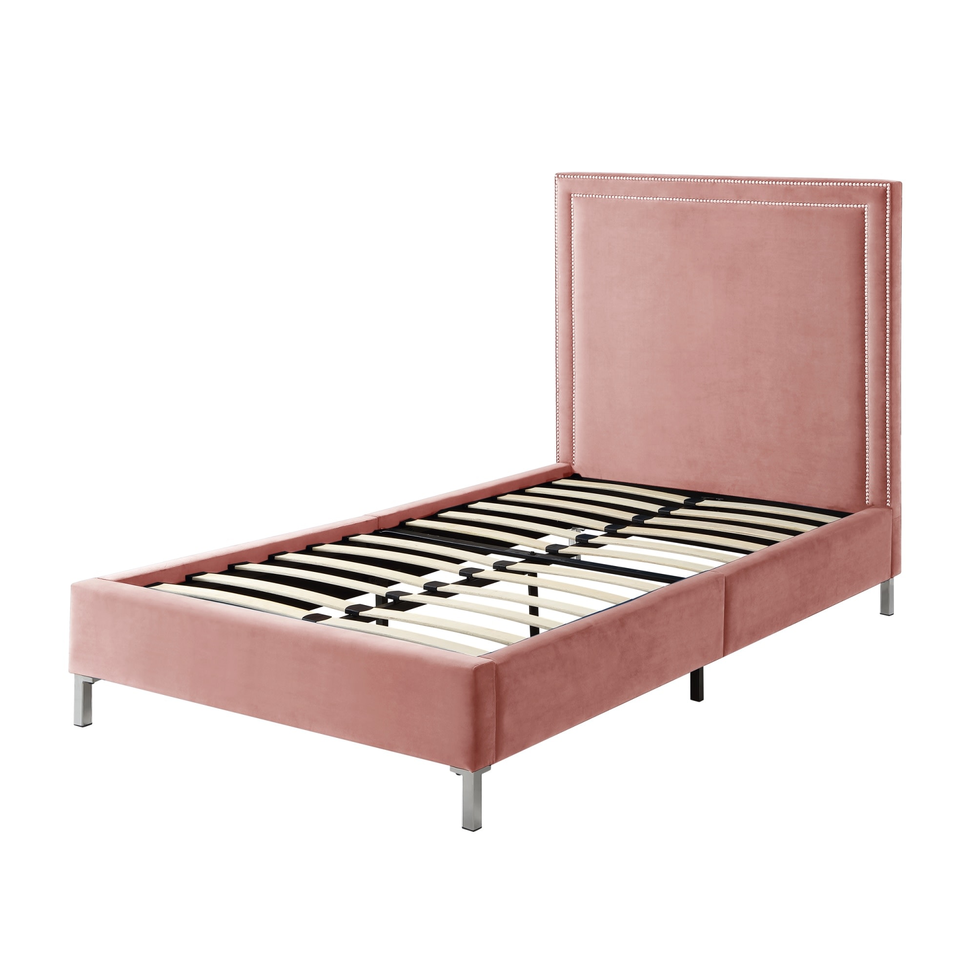 Inspired Home Fedele Blush Twin Wood Bed Frame in the Beds department ...