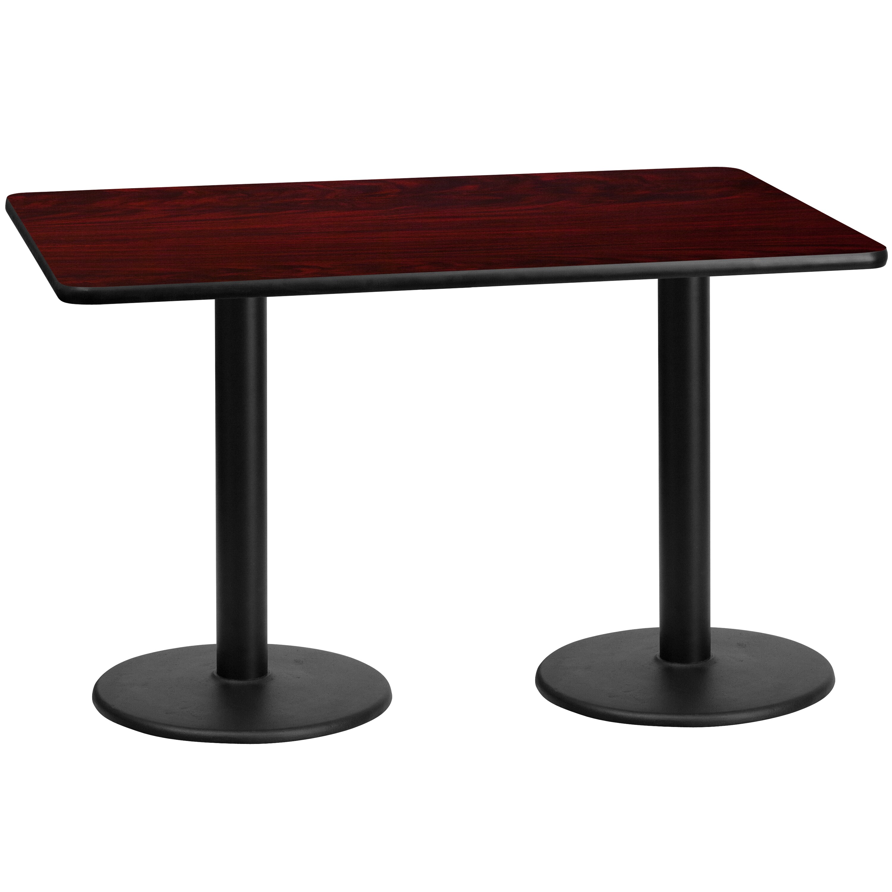 Flash Furniture 889142006459 Mahogany Contemporary/Modern Dining Table, Wood veneer with Black Metal Pedestal Base 60-Inches L x 31.13-Inches H