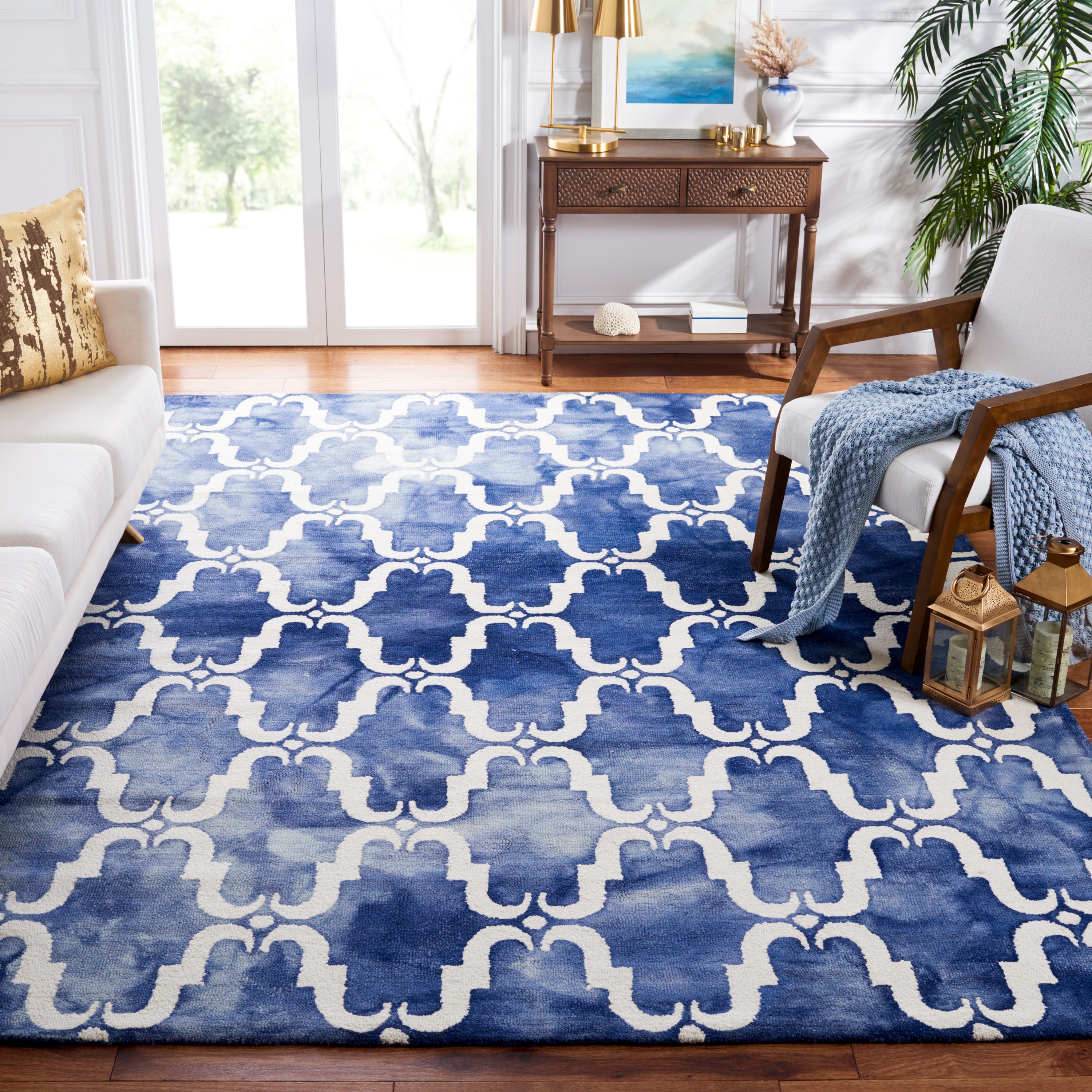 Safavieh DDY536N-8 Dip Dye Teri 8 x 10 (ft) Tufted Wool Navy/Ivory Rectangular Indoor Trellis Bohemian/Eclectic Area rug