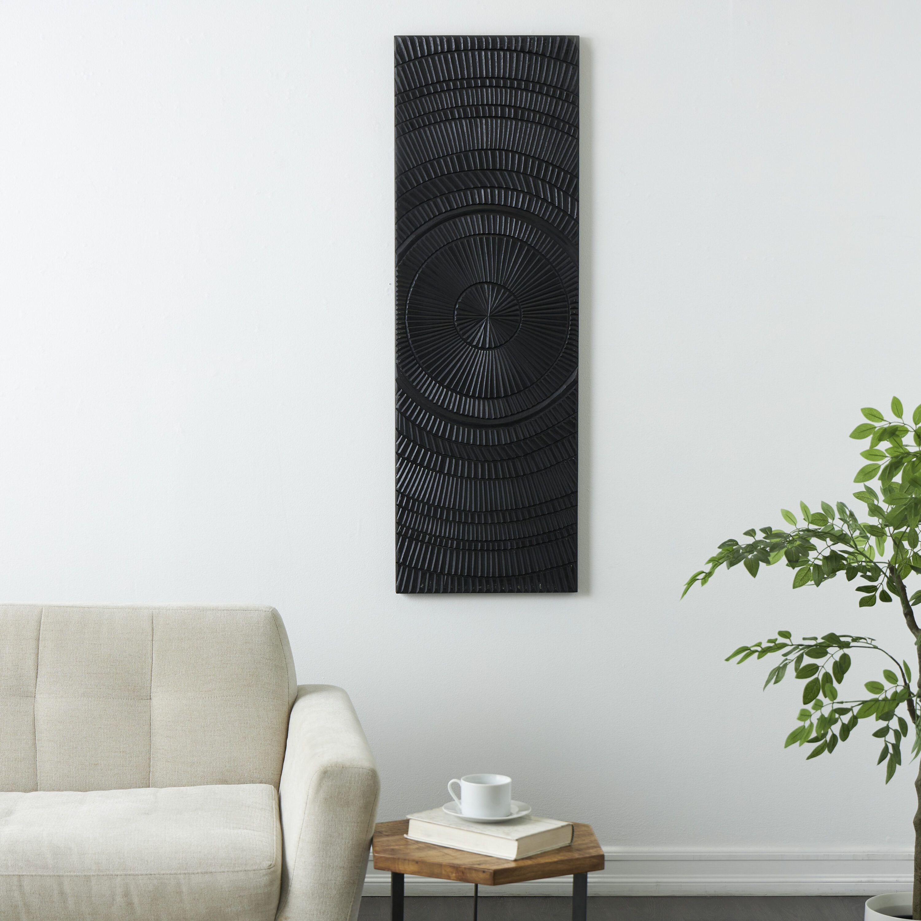 Grayson Lane 820438 16-Inches W x 48-Inches H Wood Handmade Carved Radial Abstract Wall sculpture