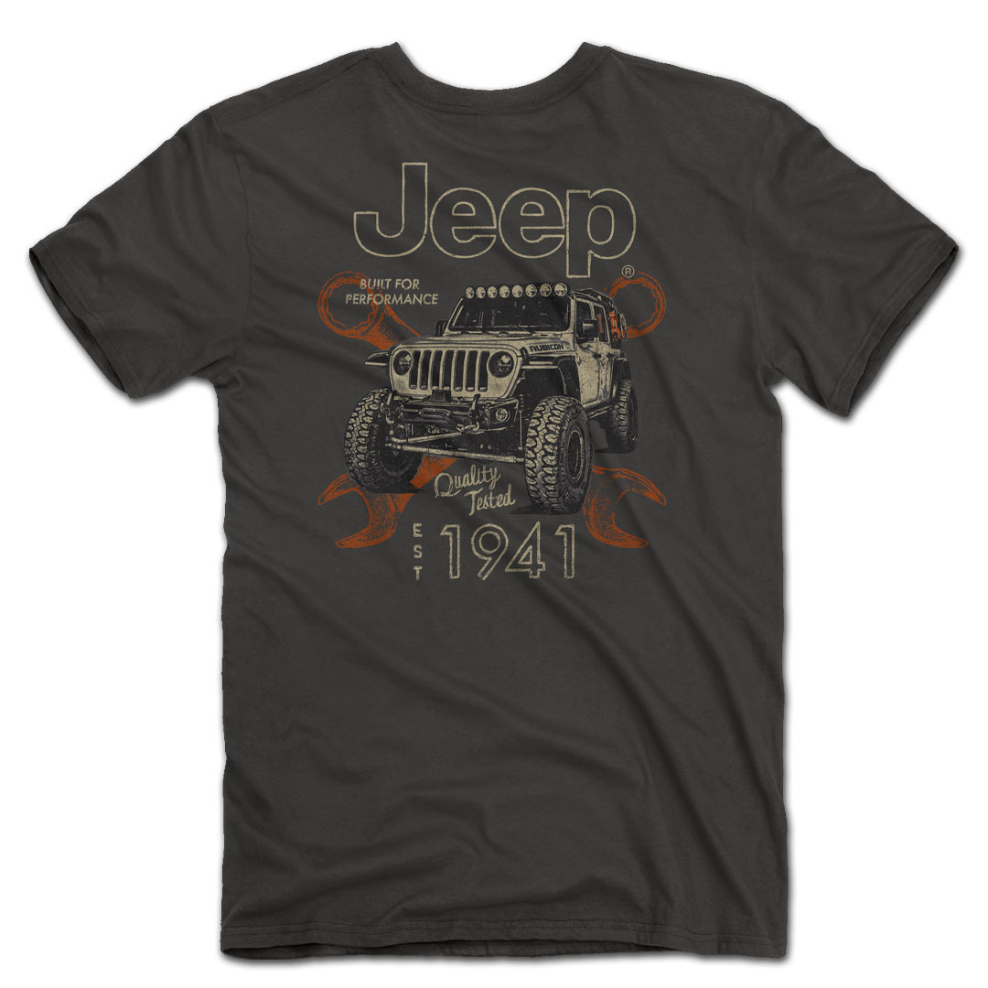 JEDCo The Jeep - Garage Tee is built for performance. Whether you’re slinging wrenches or hitting the trails, this tee is perfect for any Jeep enthusiast.