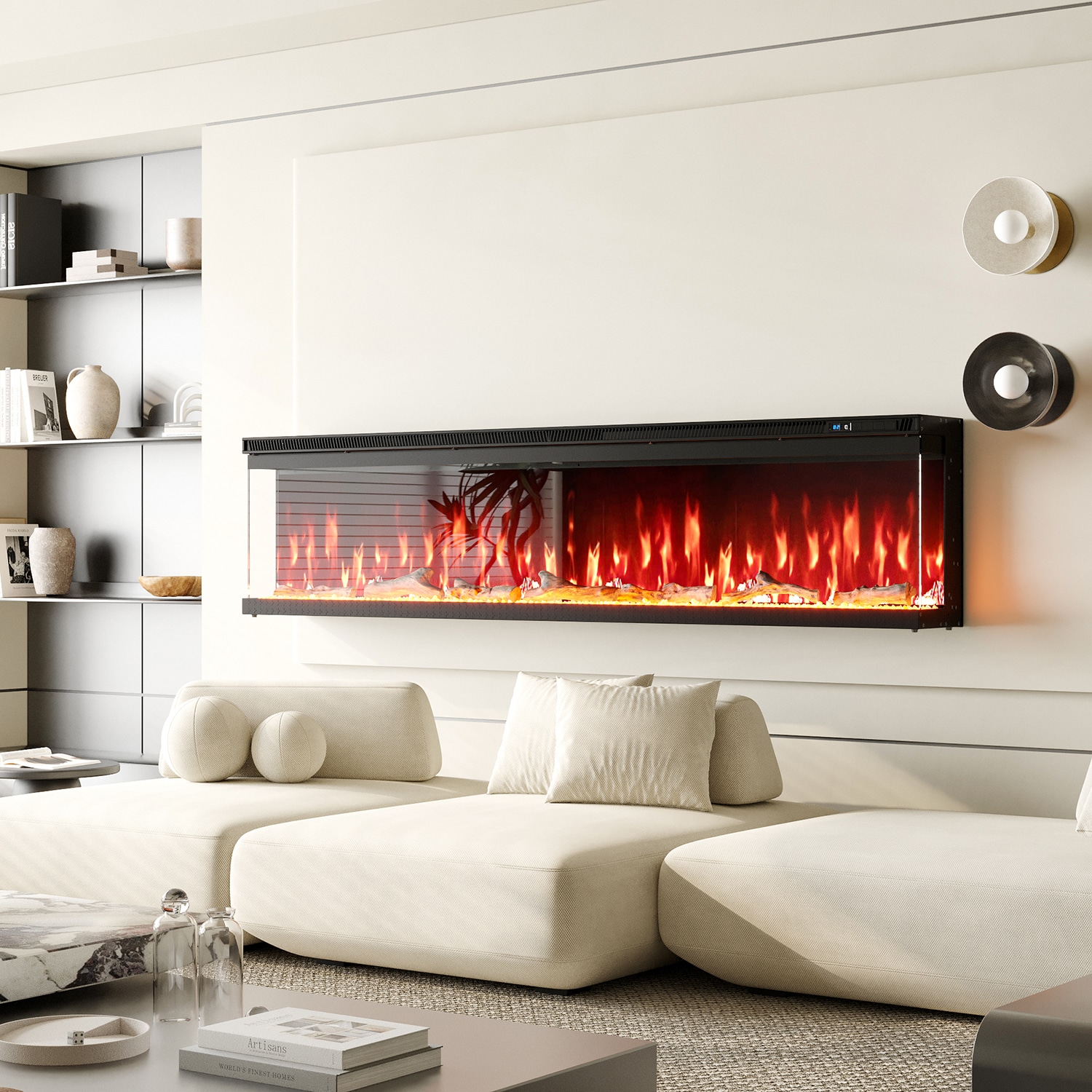 Duraflame 42-in W Black Free Standing Infrared Quartz Flat Wall