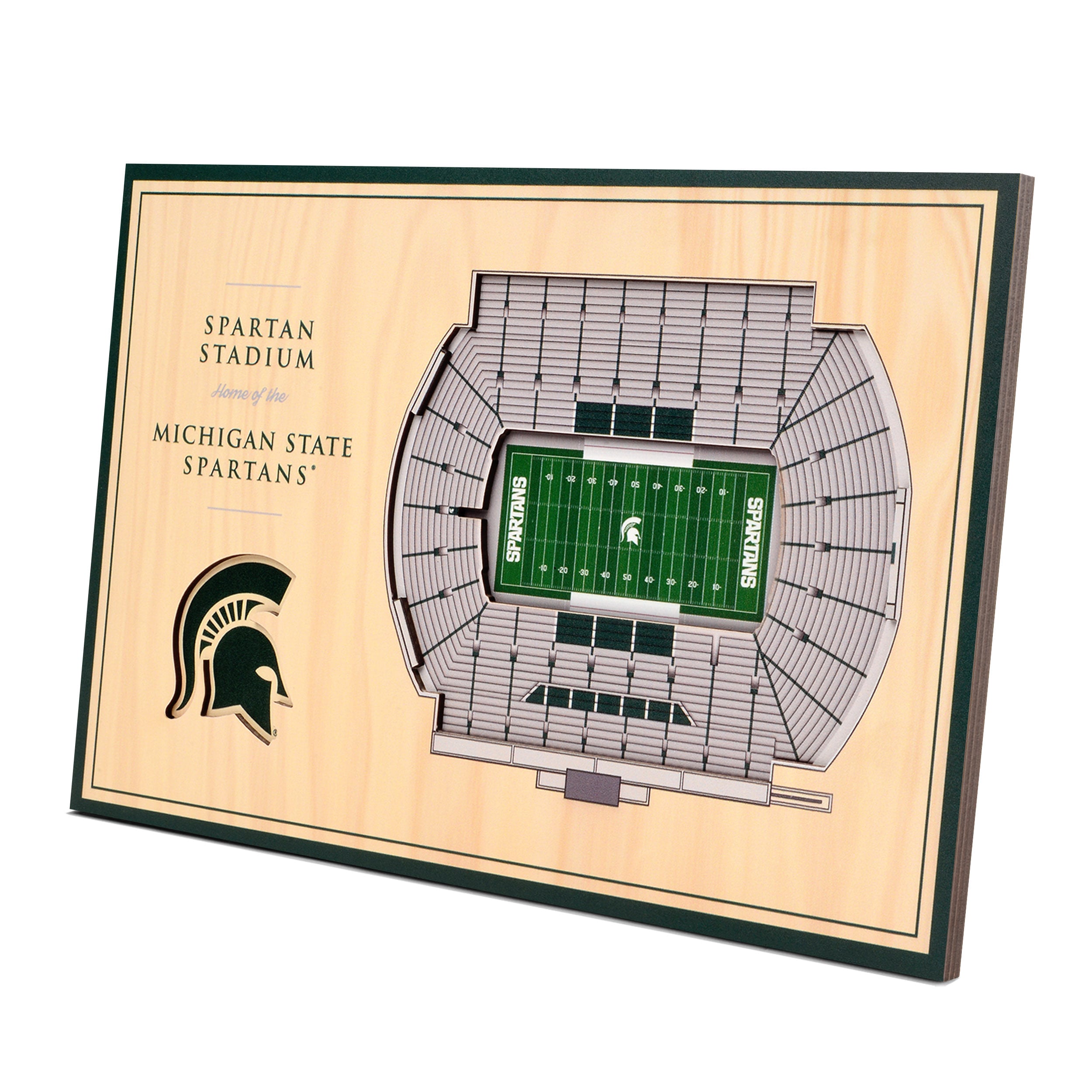 StadiumViews 8490648 Michigan State Spartans YouTheFan NCAA Michigan State Spartans 3D Desktop Display - Spartan Stadium YouTheFan Team Colors Floater frame 8-Inches H x 12-Inches W Sports 3D art