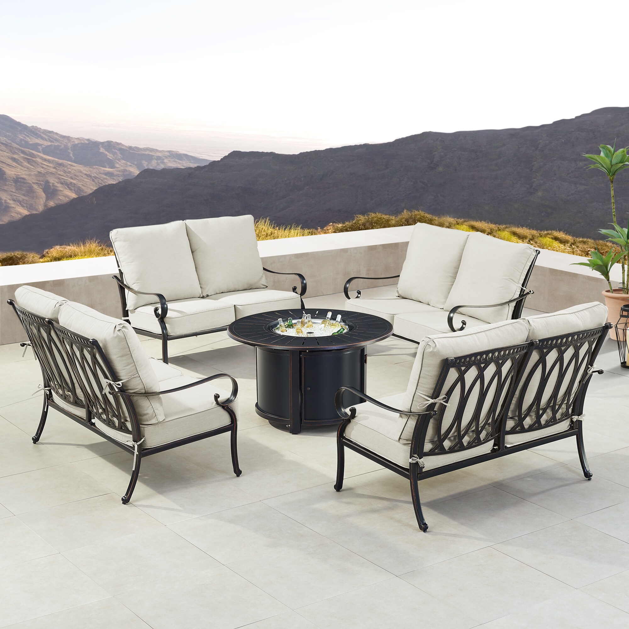 Oakland Living RICA4LSNOBULGCU Patio-Conversation-Sets - View #3
