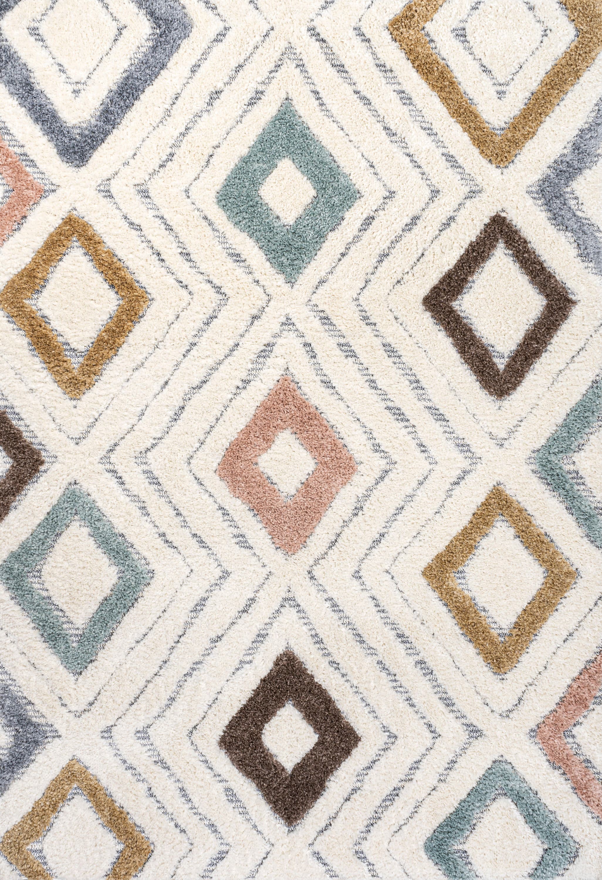 Ivory Geometric Flat Woven Reversible 4' x 6' Synthetic Rug