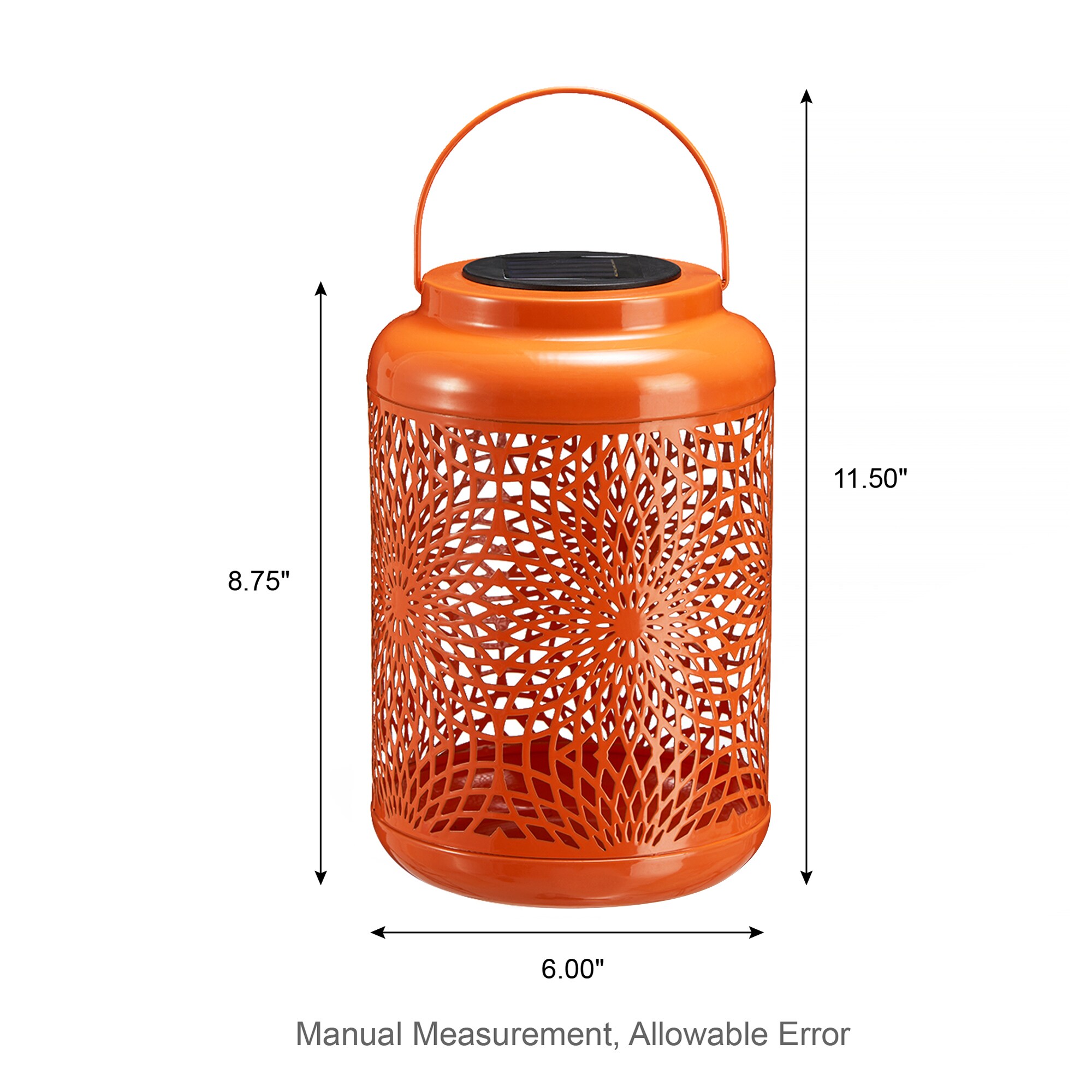 Glitzhome 6-in x 8.75-in Orange Metal Solar Outdoor Glitzhome 6-in x 8.75-in Orange Metal Solar Outdoor
