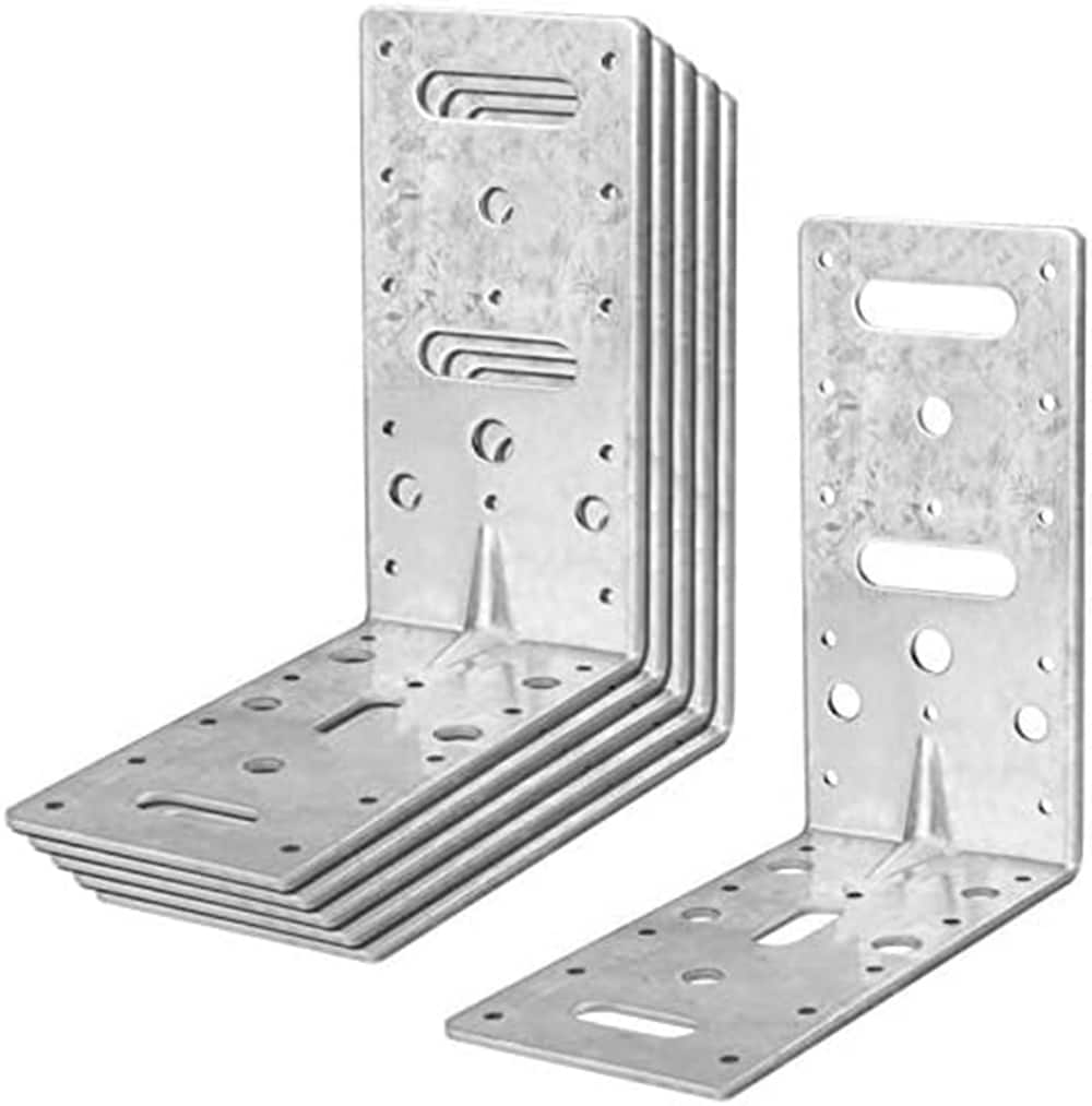 Etokfoks  6 piece 6 in steel L right angle bracket tie plate reinforcing corner brace 3 32 in thick with slots and screws max load 66 lb