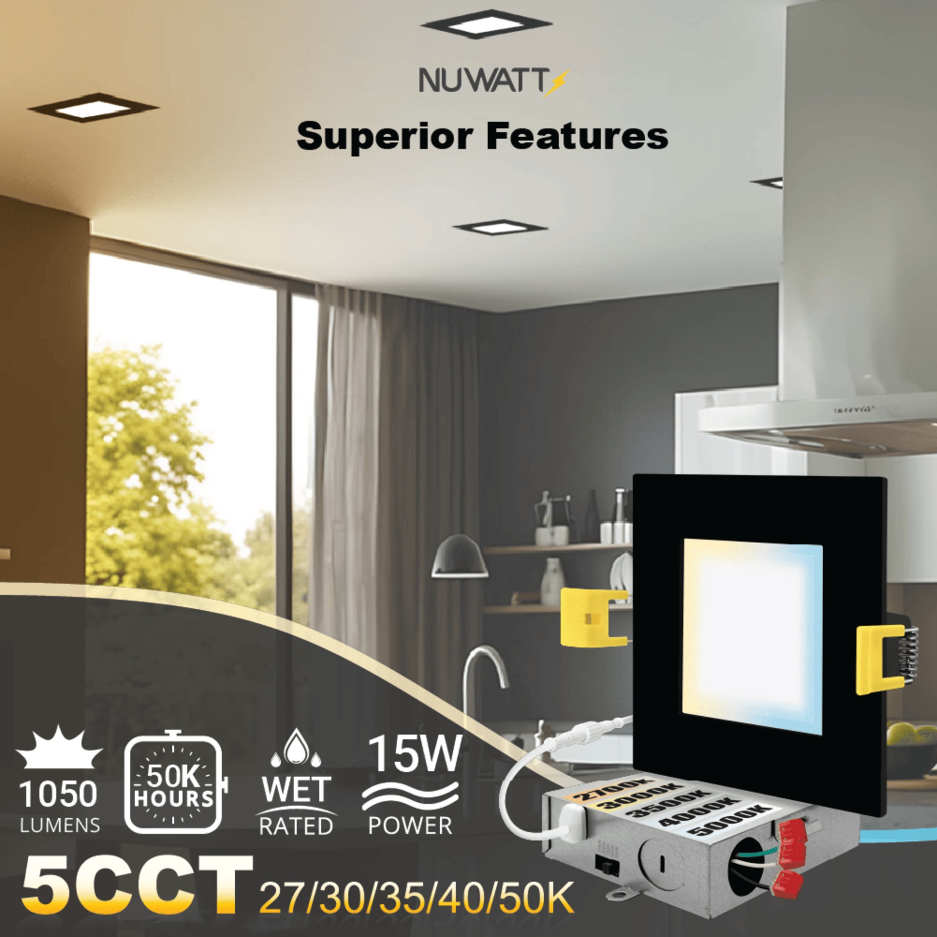 NUWATT NWPSQDL615W5CTBLK12P Led-Retrofit-Downlight - View #4