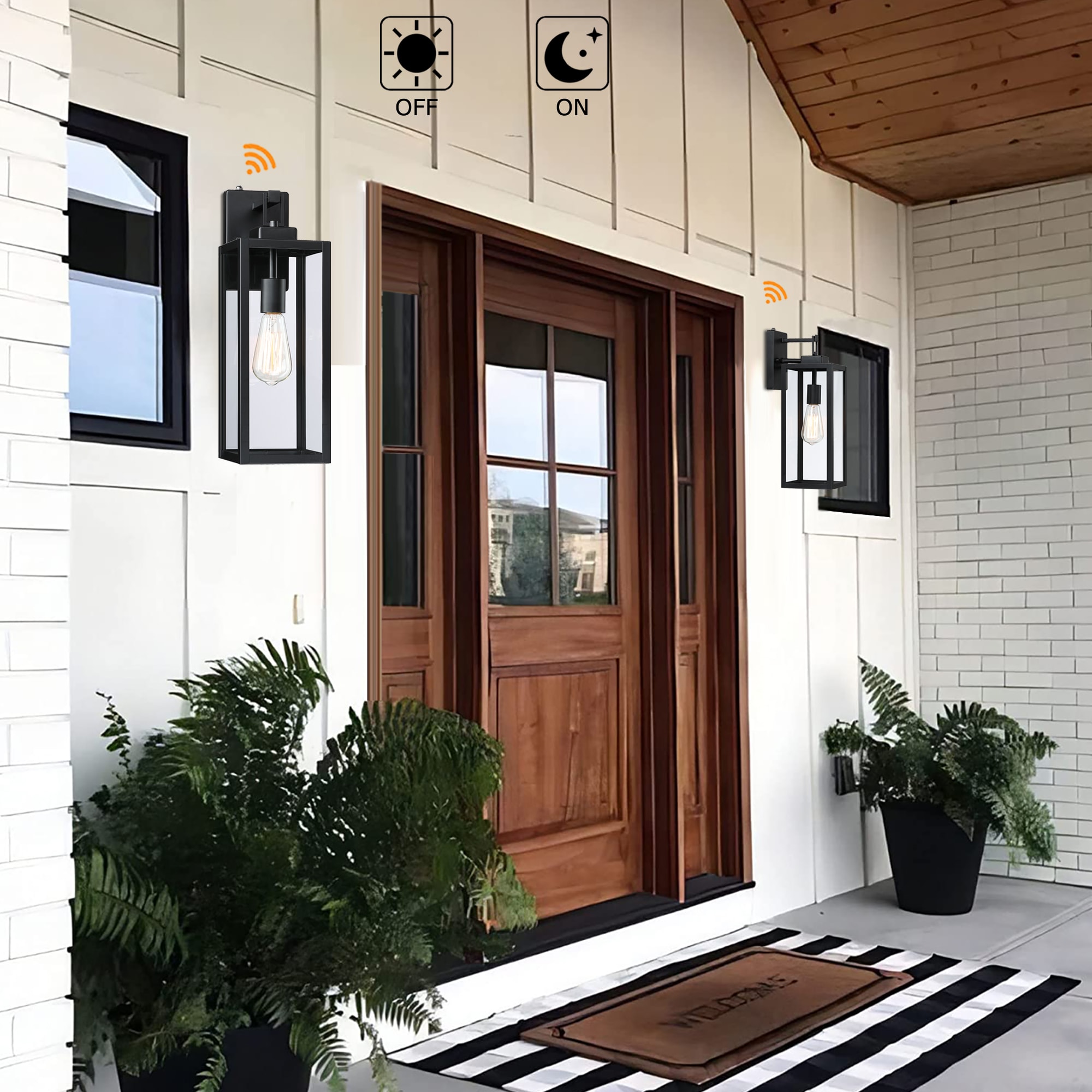 Matte Black 18-Inch Metal and Glass Outdoor Wall Lantern